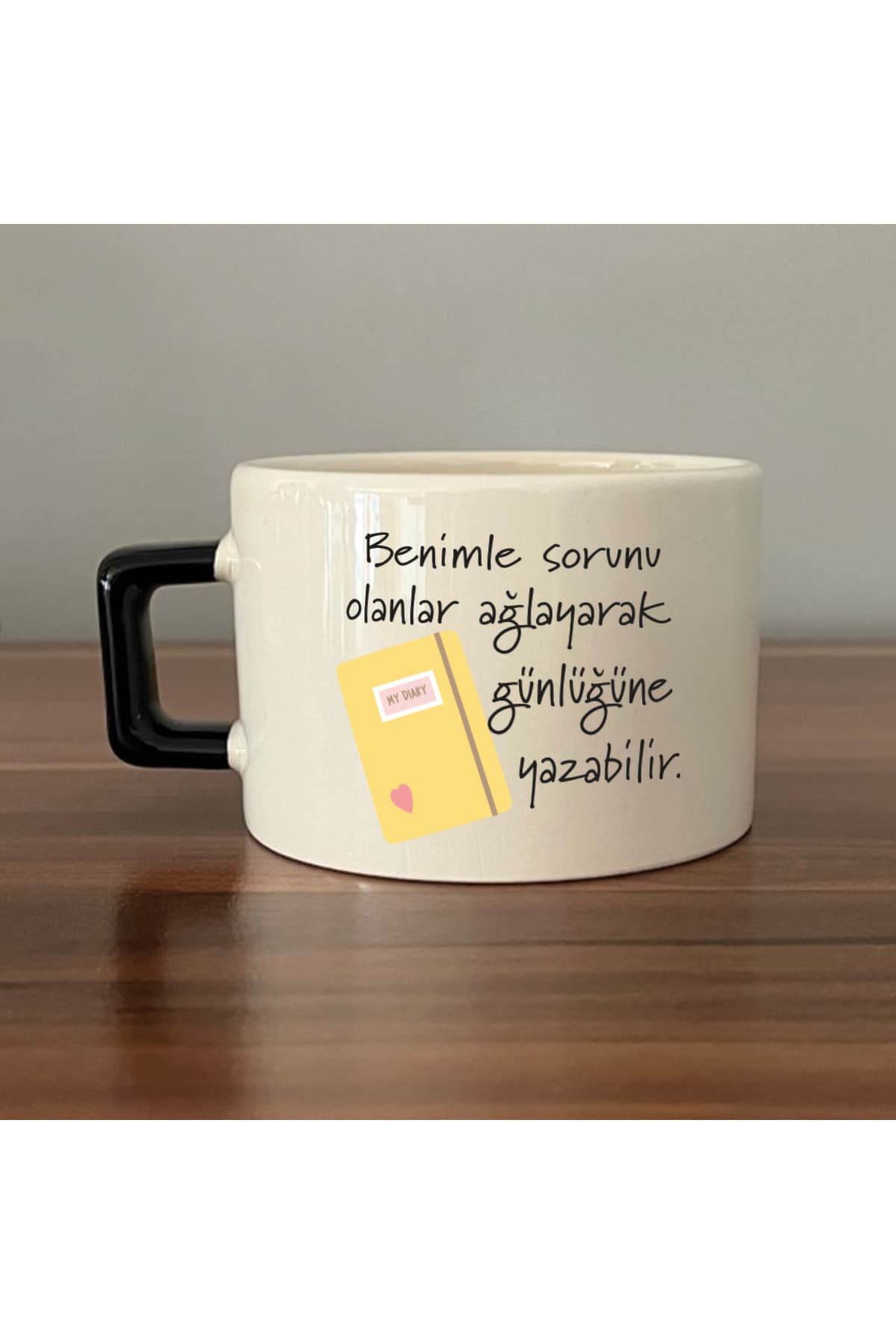 Benimle Sorunu Olanlar Ağlayarak Siyah Kulplu Kare Laf Sokma Hediyesi Fincan
