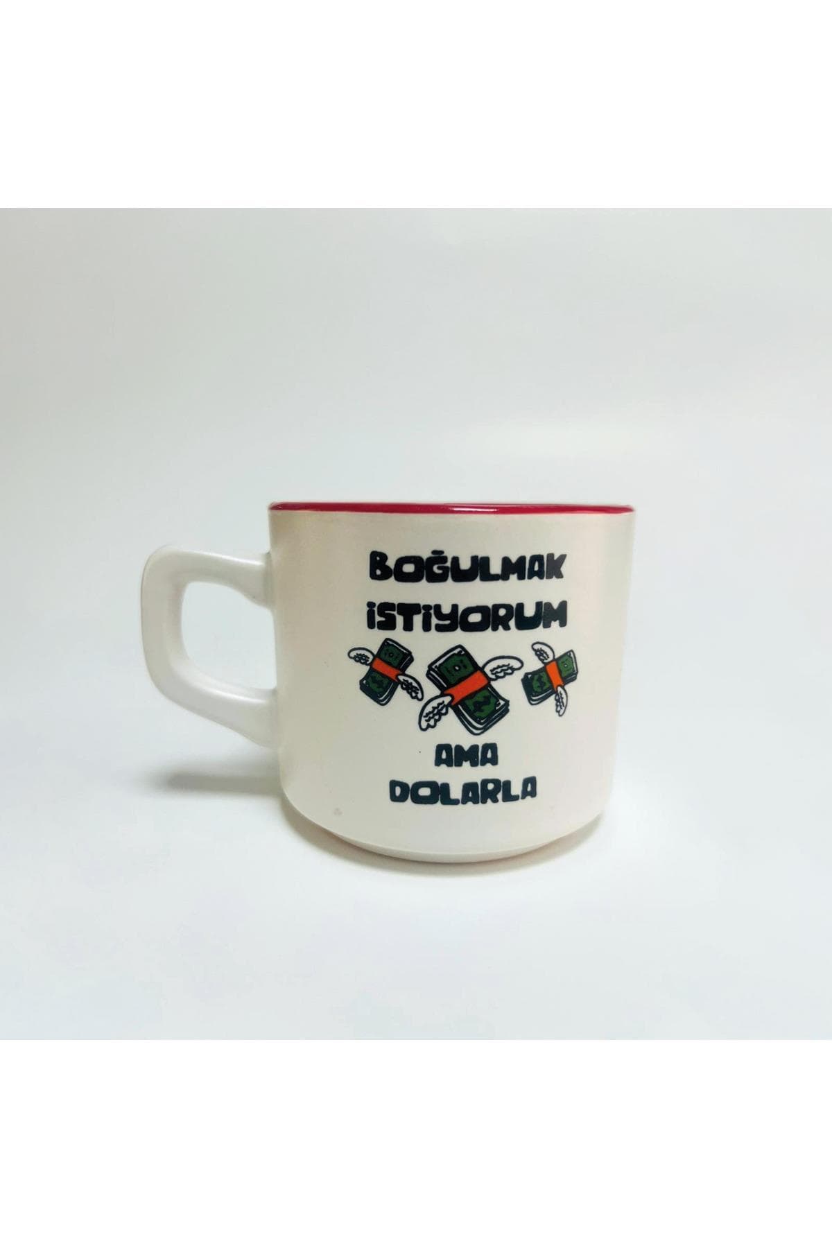 Boğulmak İstiyorum Ama Dolarla Baskılı Kırmızı İçi Renkli Venüs Kupa Bardak Fincan Mug