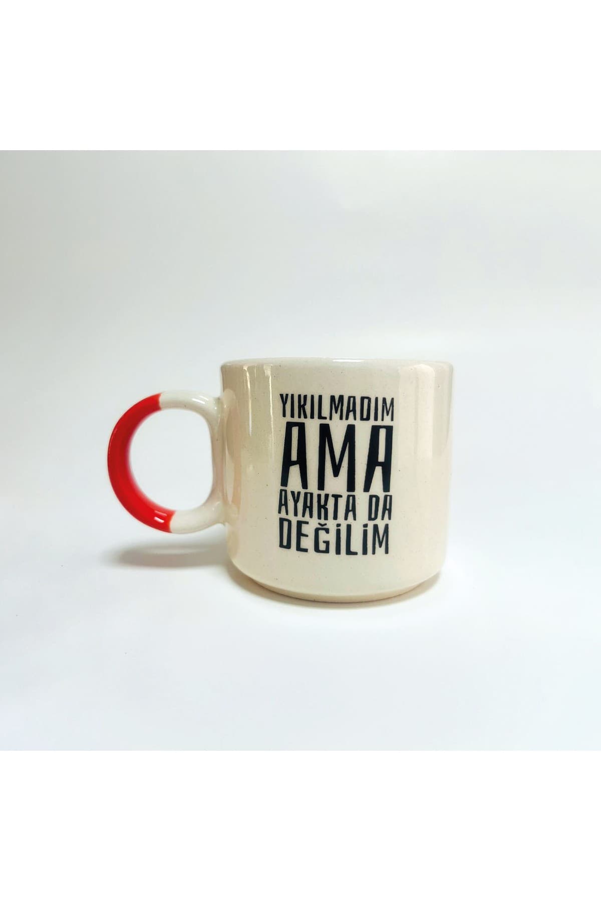 Yıkılmadım Ama Ayakta Da Değilim Baskılı Turuncu Kulplu P Kupa Bardak Fincan Mug