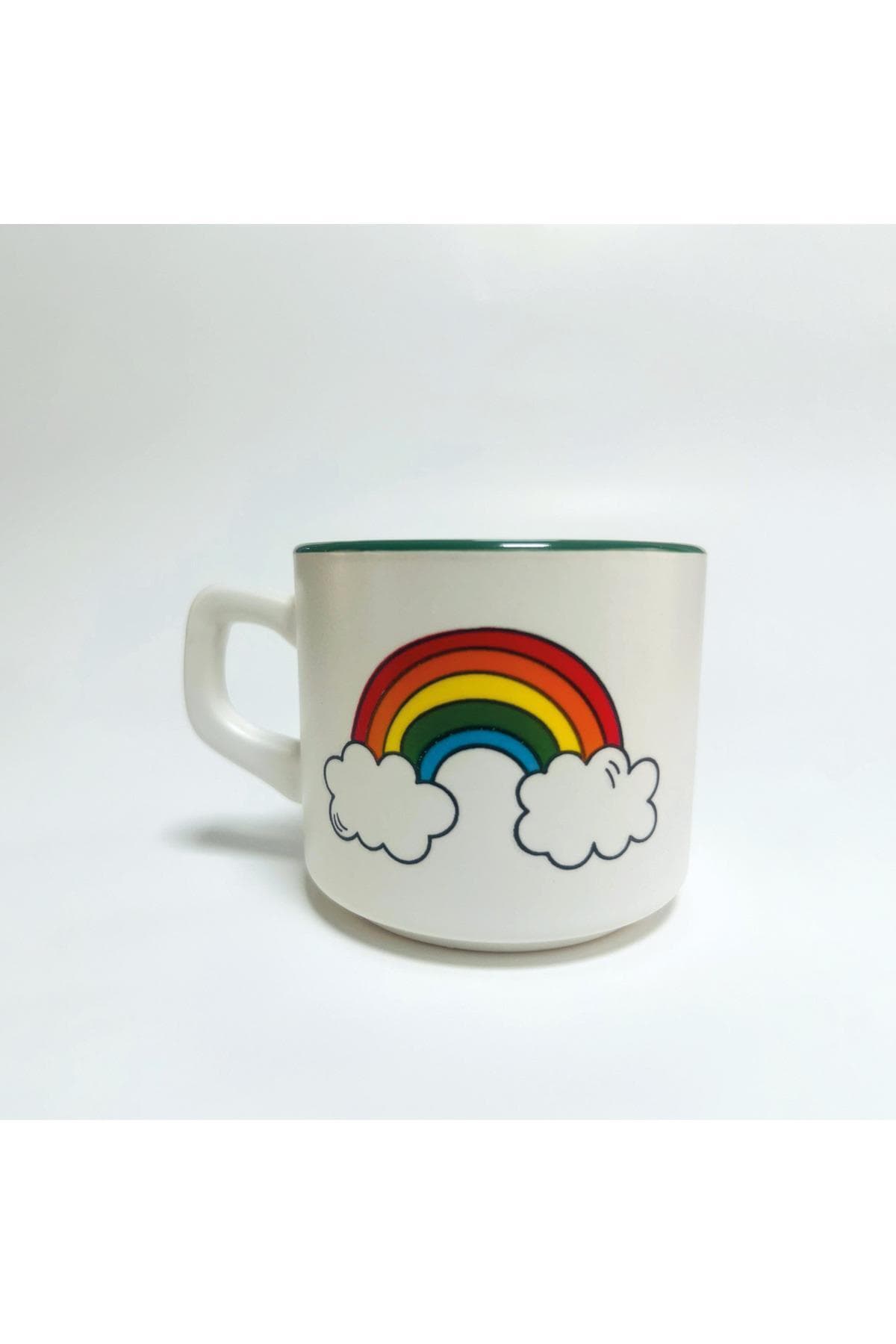 Gökkuşağı Baskılı Yeşil İçi Renkli Venüs Kupa Bardak Fincan Mug