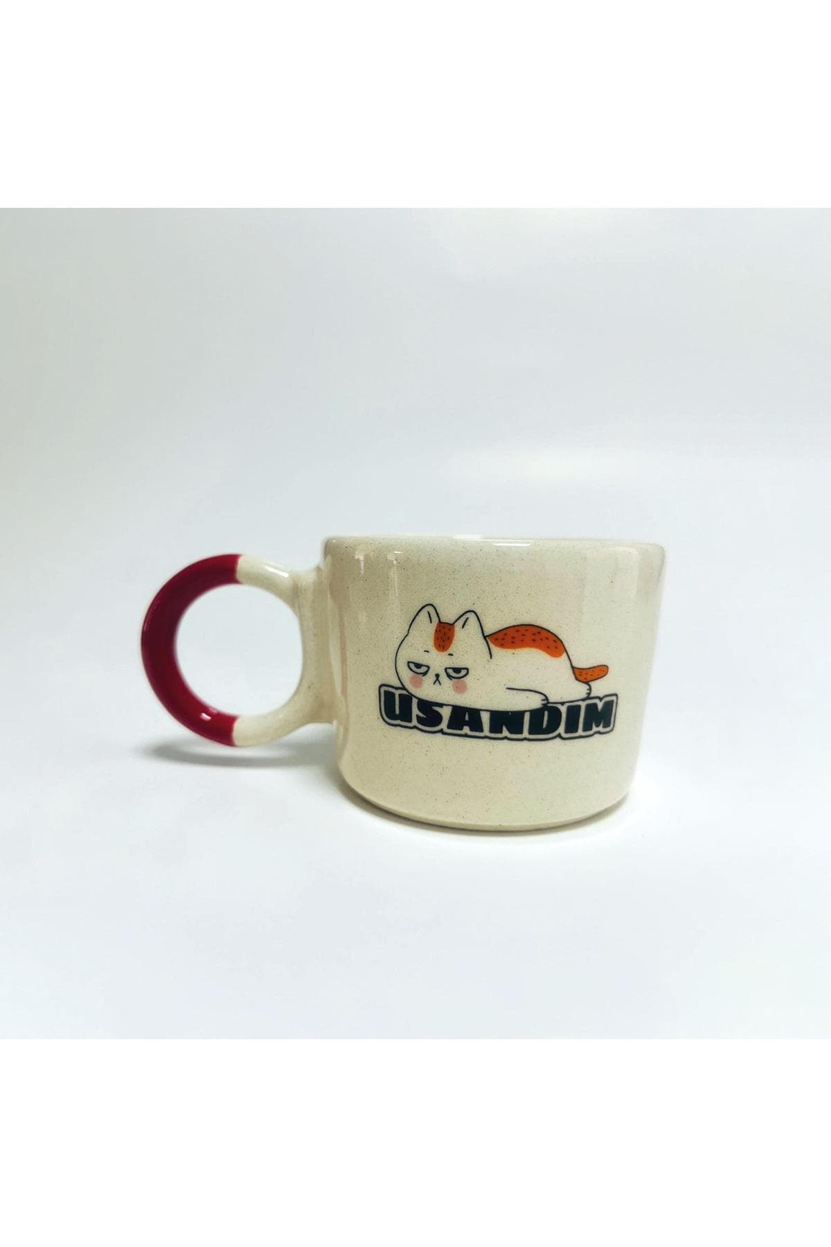 Usandım Baskılı Kırmızı Kulplu Prime Kupa Bardak Fincan Mug