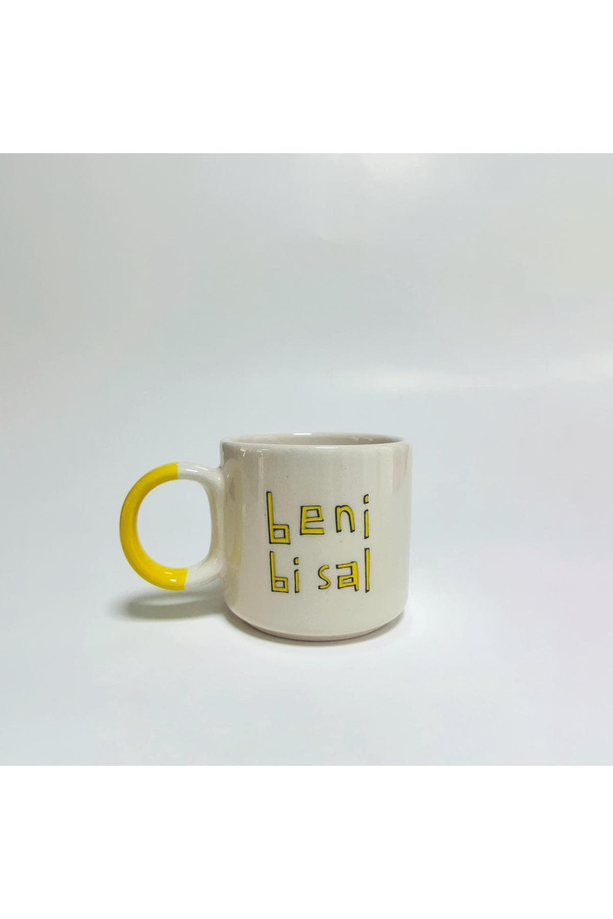 Beni Bi Sal Baskılı Sarı Kulplu P Kupa Bardak Fincan Mug