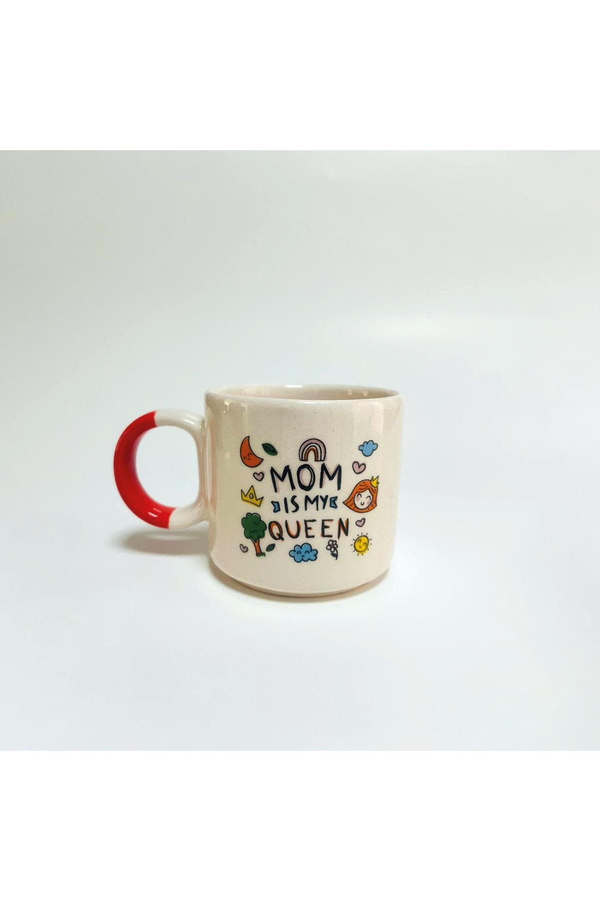 Mum Is My Queen Baskılı Turuncu Kulplu P Kupa Bardak Fincan Mug