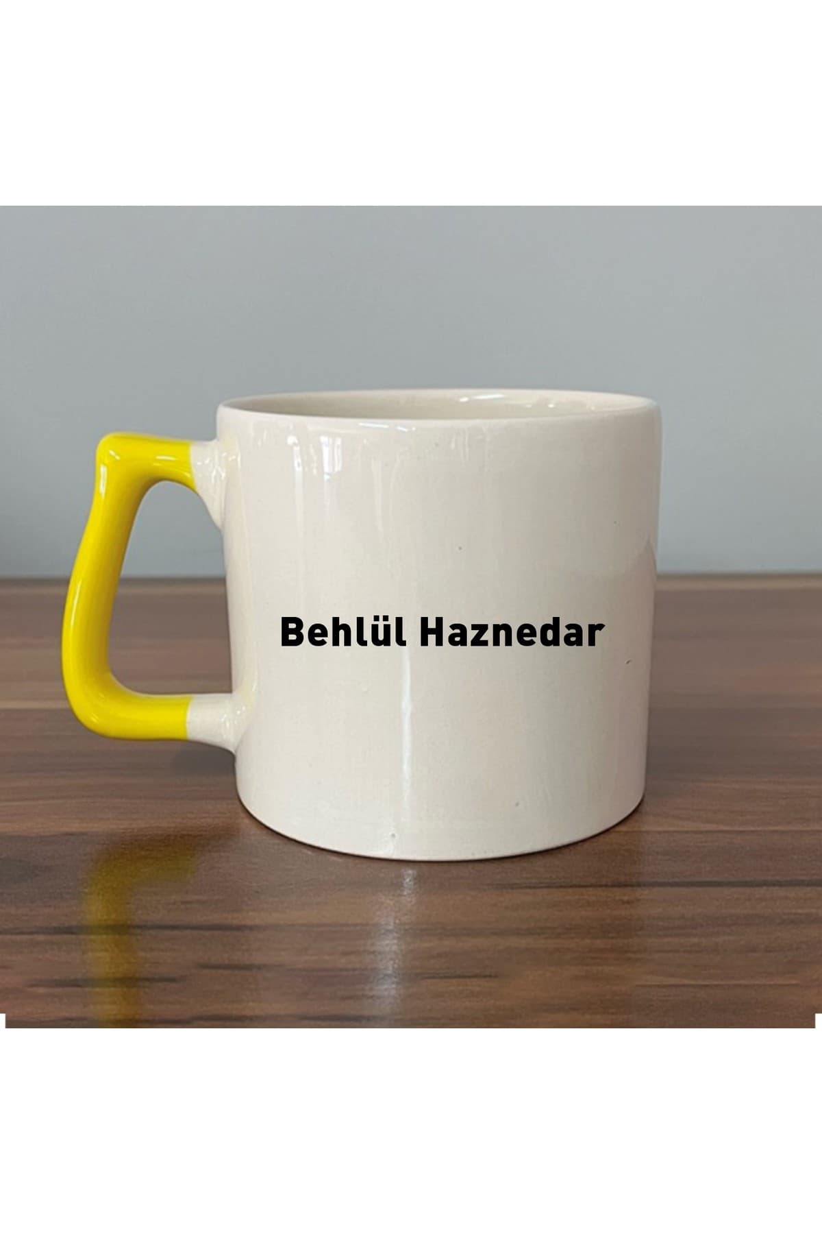 Seçtiğin Isim&logo Baskılı Sarı Kulplu Prime Kupa Bardak Fincan Mug