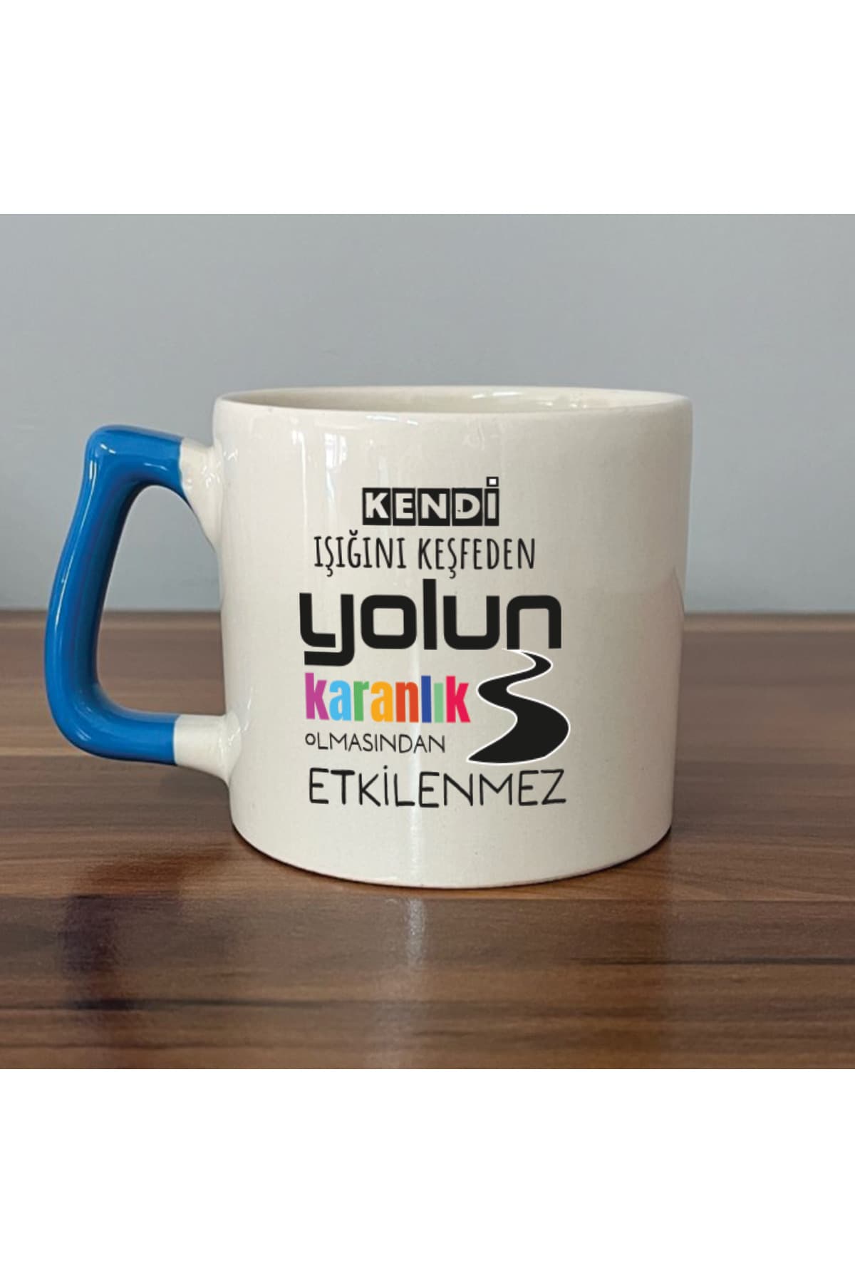Kendi Işığını Keşfeden Mavi Kulplu Prime Motivasyon Hediyesi Kupa