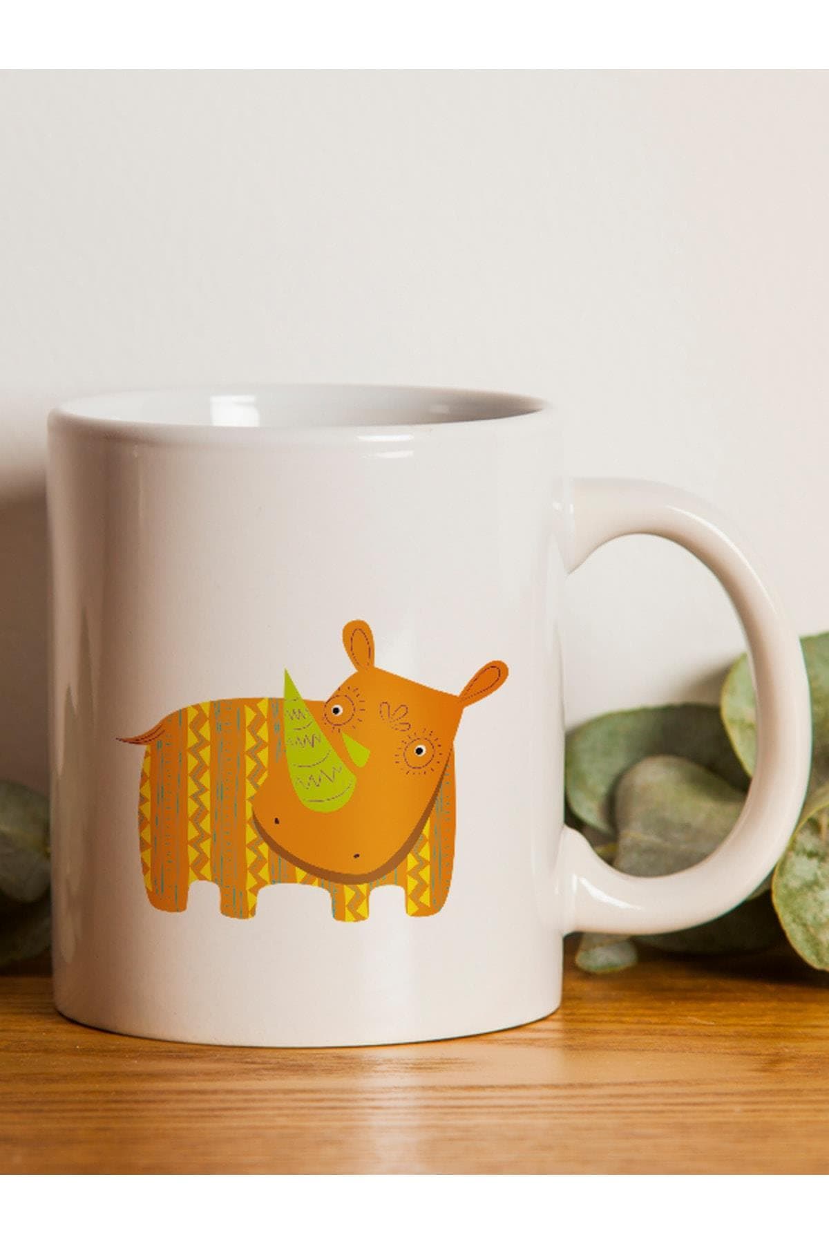 Hipopotam Baskılı Beyaz Kupa Bardak Fincan Mug