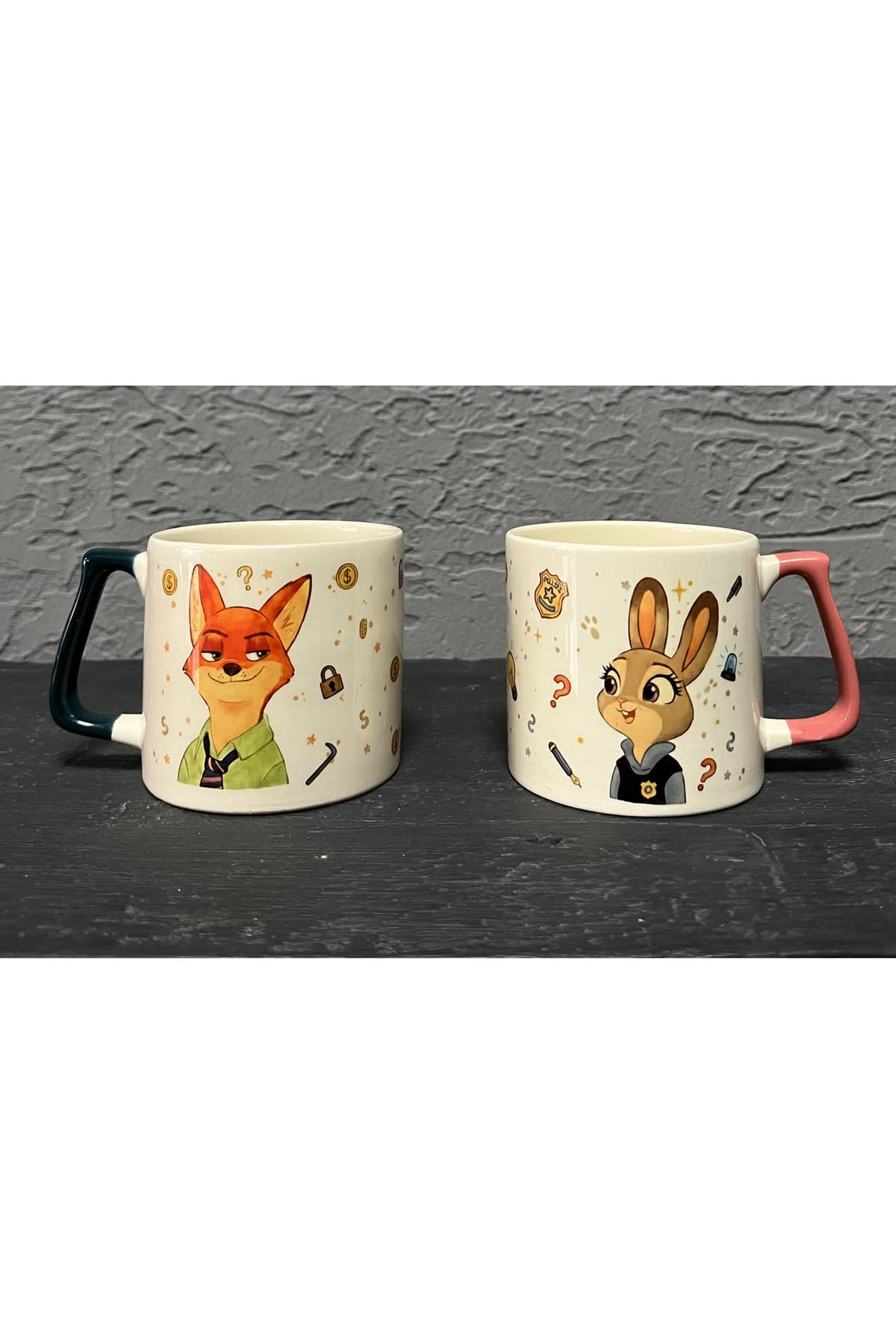 Zootropolis Nick & Judy Beyaz Kulplu Prime Sevgililer Günü Hediyesi Bardak Kupa Fincan MUG