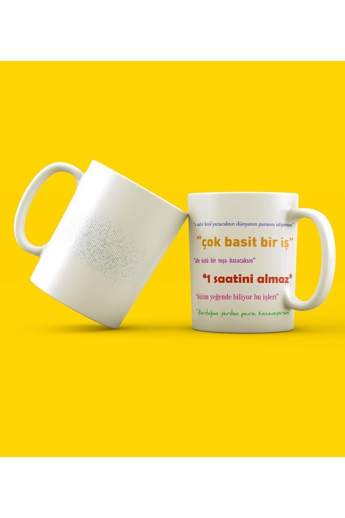 Yazılımcı Basit Iş Baskılı Beyaz Kupa - Yazılımcıya Hediye Bardak Fincan Mug