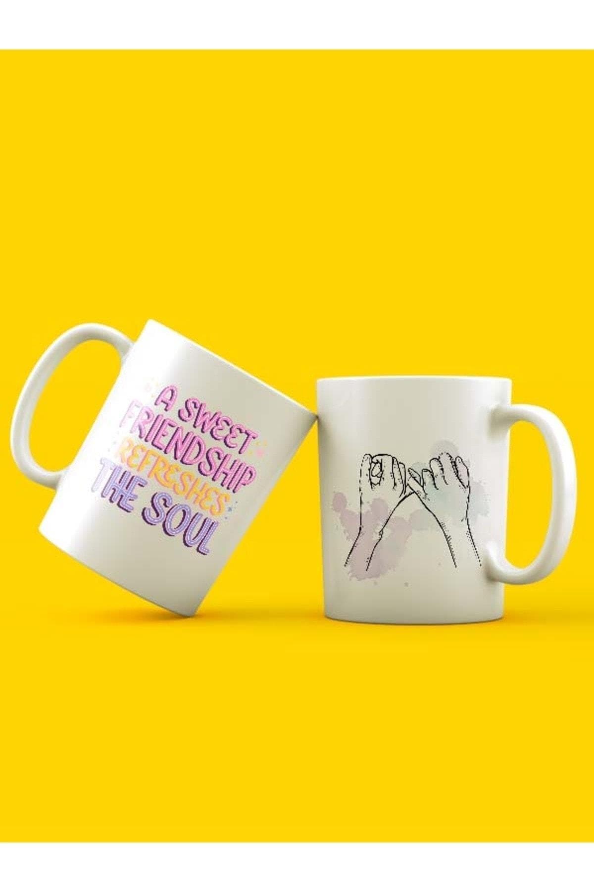 Best Friends Refreshes The Soul Baskılı 2'li Set Kupa - Arkadaşa Hediye Bardak Fincan Mug