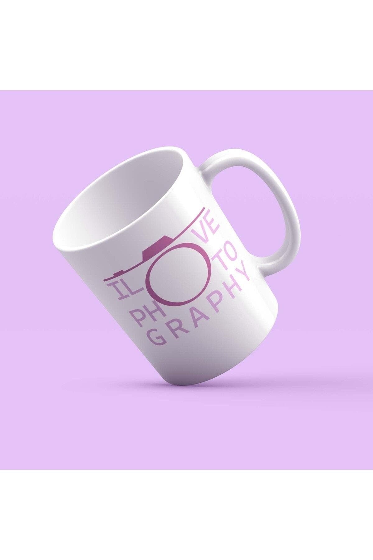 Fotoğrafçı Pembe Baskılı Beyaz Kupa - Fotoğrafçıya Hediye Bardak Fincan Mug