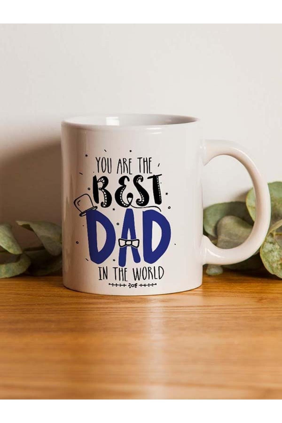 Best Dad Baskılı Beyaz Kupa - Babalar Günü Hediyesi Bardak Fincan Mug