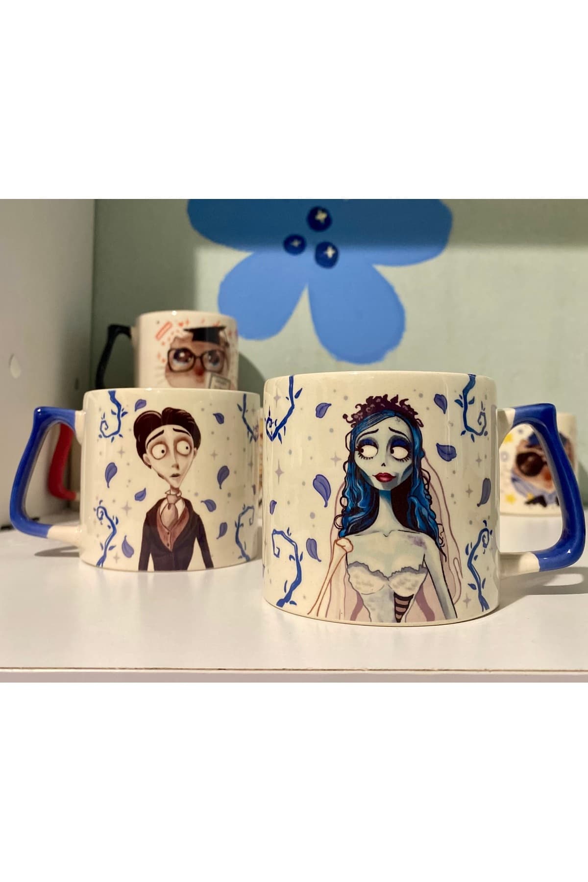 Corpse Bride (Ölü Gelin) Emily ve Victor 2li Halloween Özel Çift Kupa Bardak Kahve Fincanı