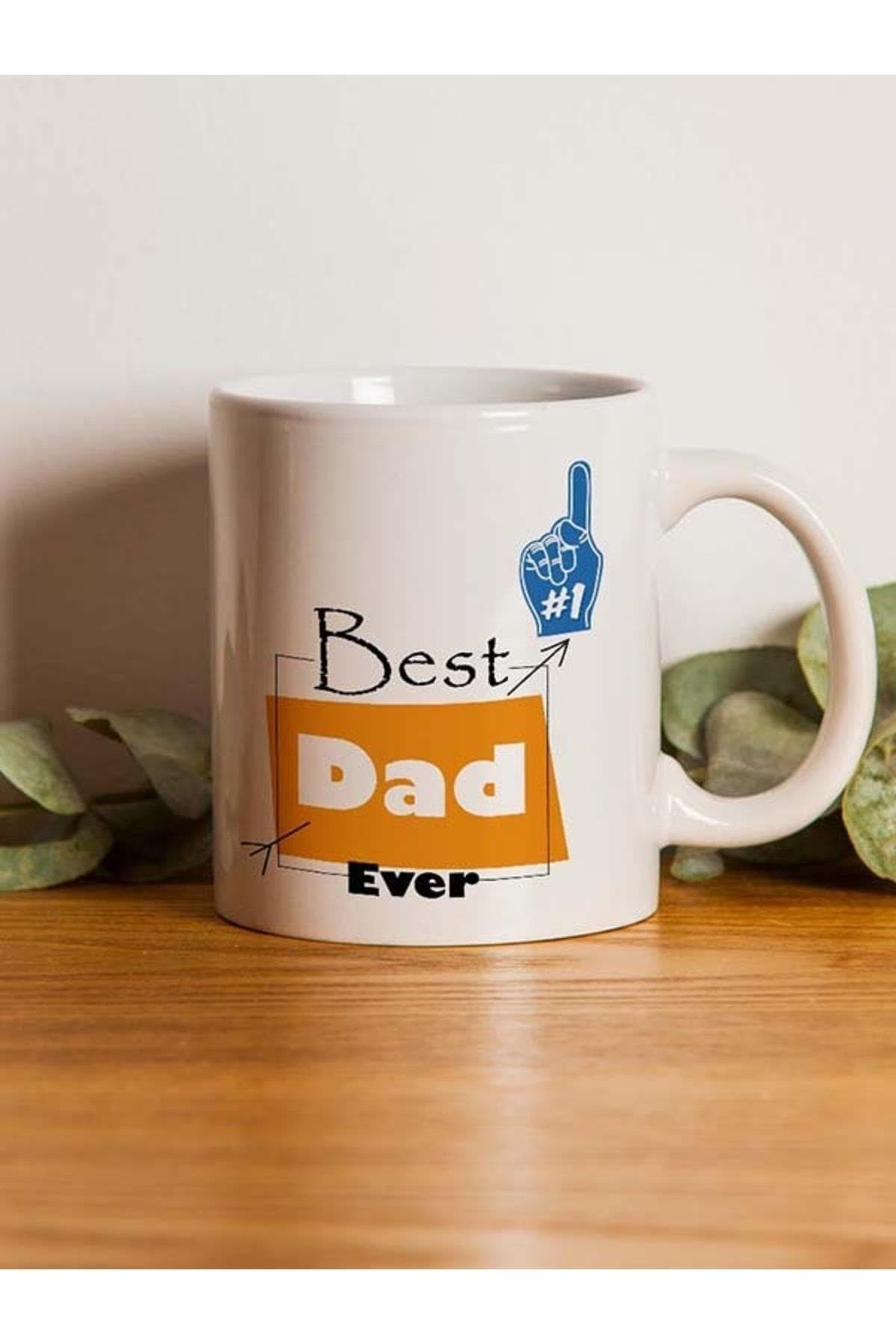 Best Dad #1 Baskılı Beyaz Kupa - Babalar Günü Hediyesi Bardak Fincan Mug