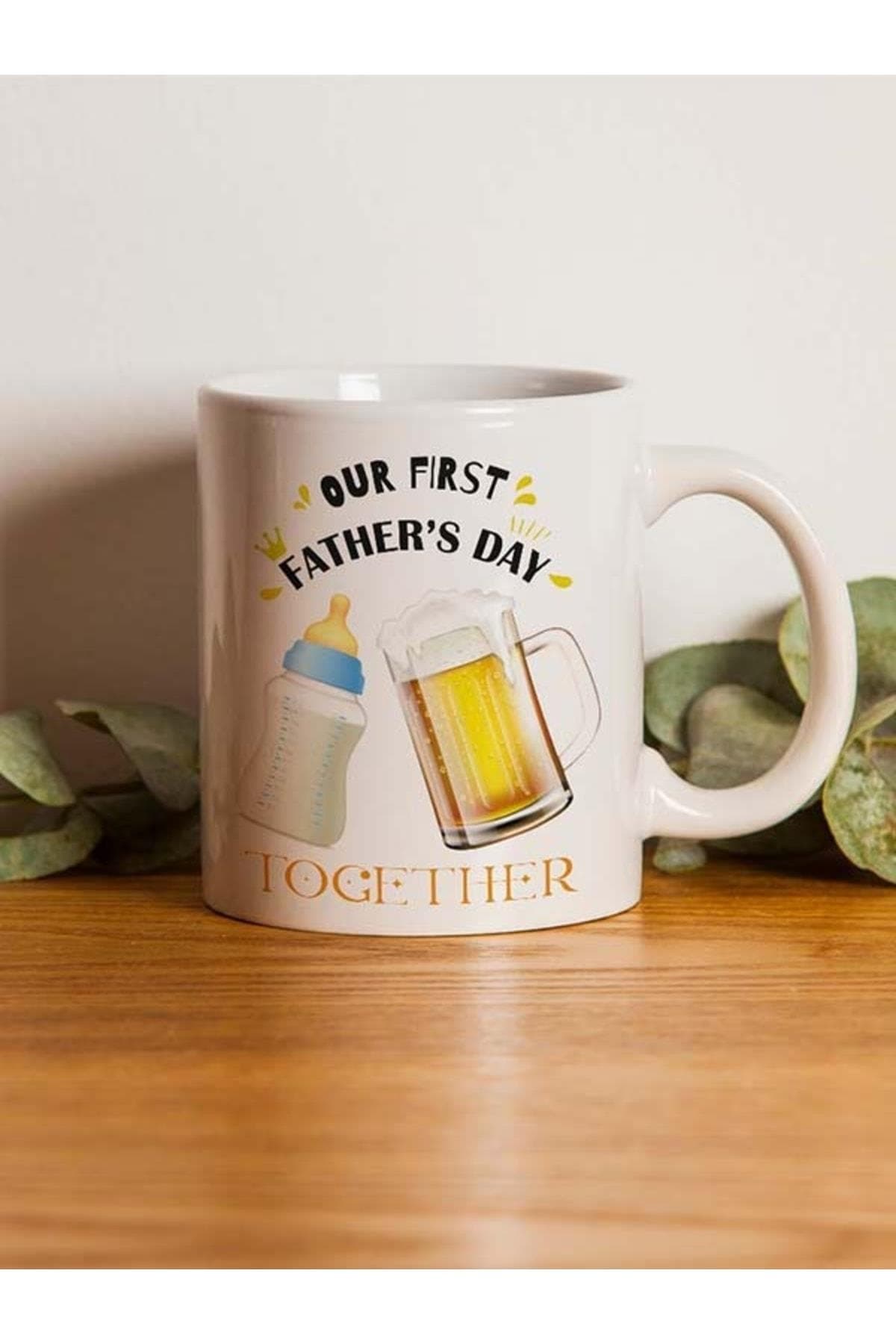 Together Biberon Baskılı Beyaz Kupa - Babalar Günü Hediyesi Bardak Fincan Mug