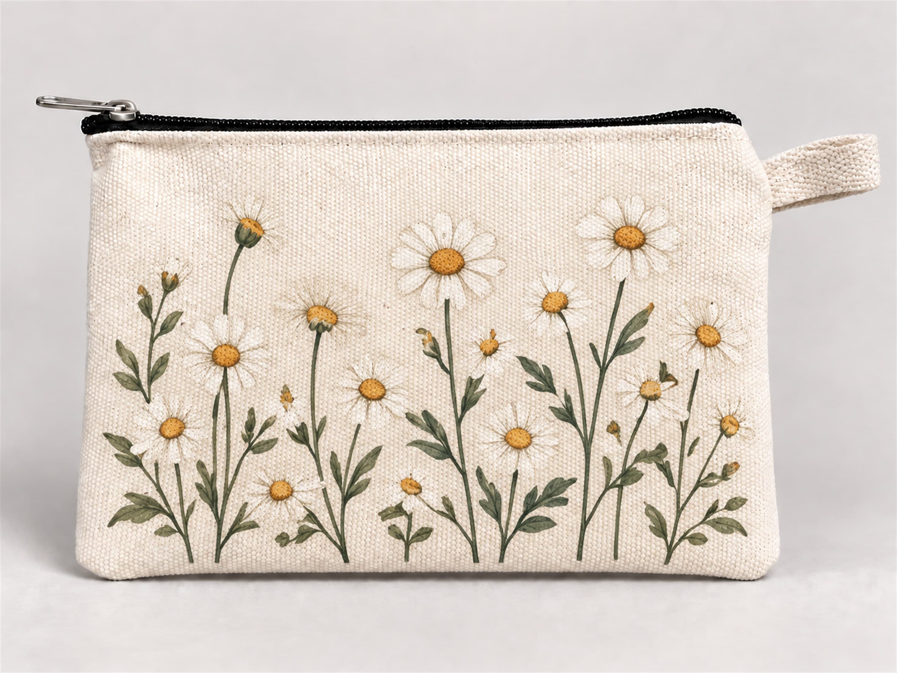 Papatya Tarlası Baskılı Fermuarlı Kalemlik 20x10 cm Kalem Kutusu