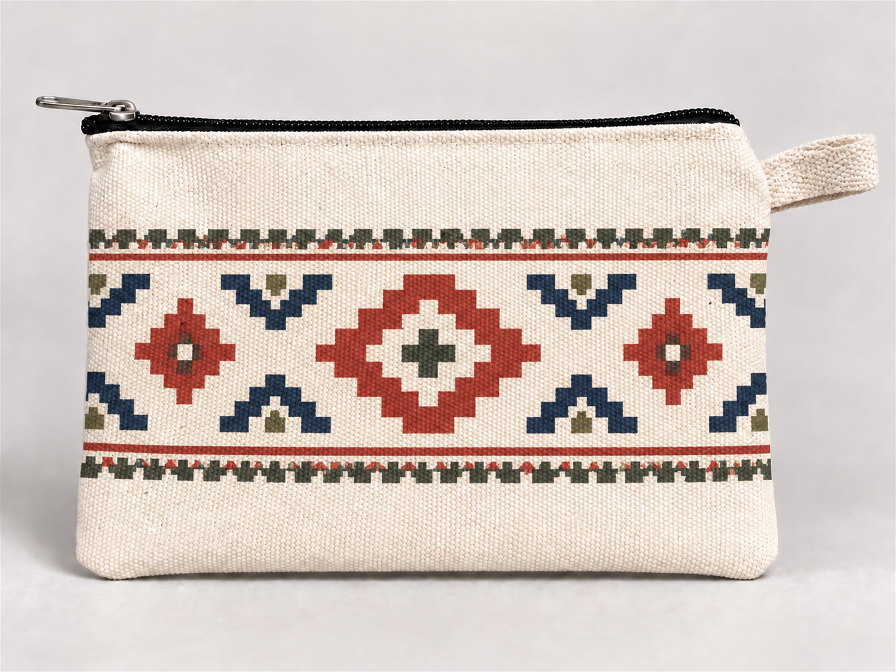 Anadolu Kilim Motifi Baskılı Fermuarlı Kalemlik 20x10 cm Kalem Kutusu