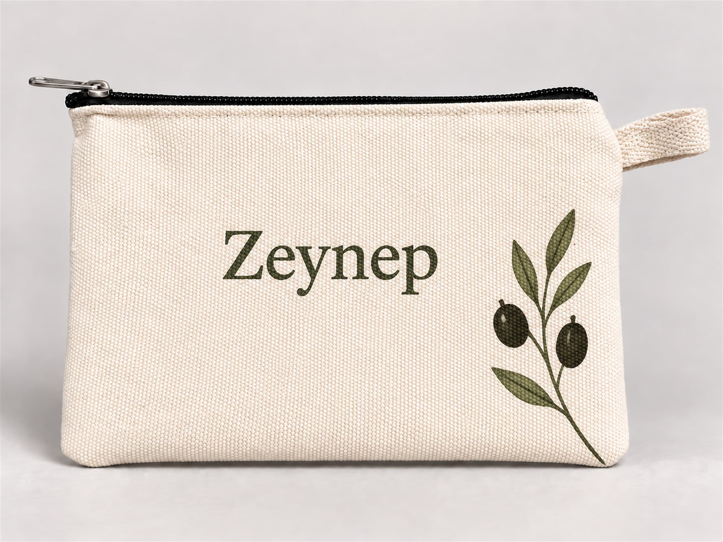 Kişiye Özel Zeytin Dalı Köşe Baskılı Fermuarlı Kalemlik 20x10 cm Kalem Kutusu Model 01274