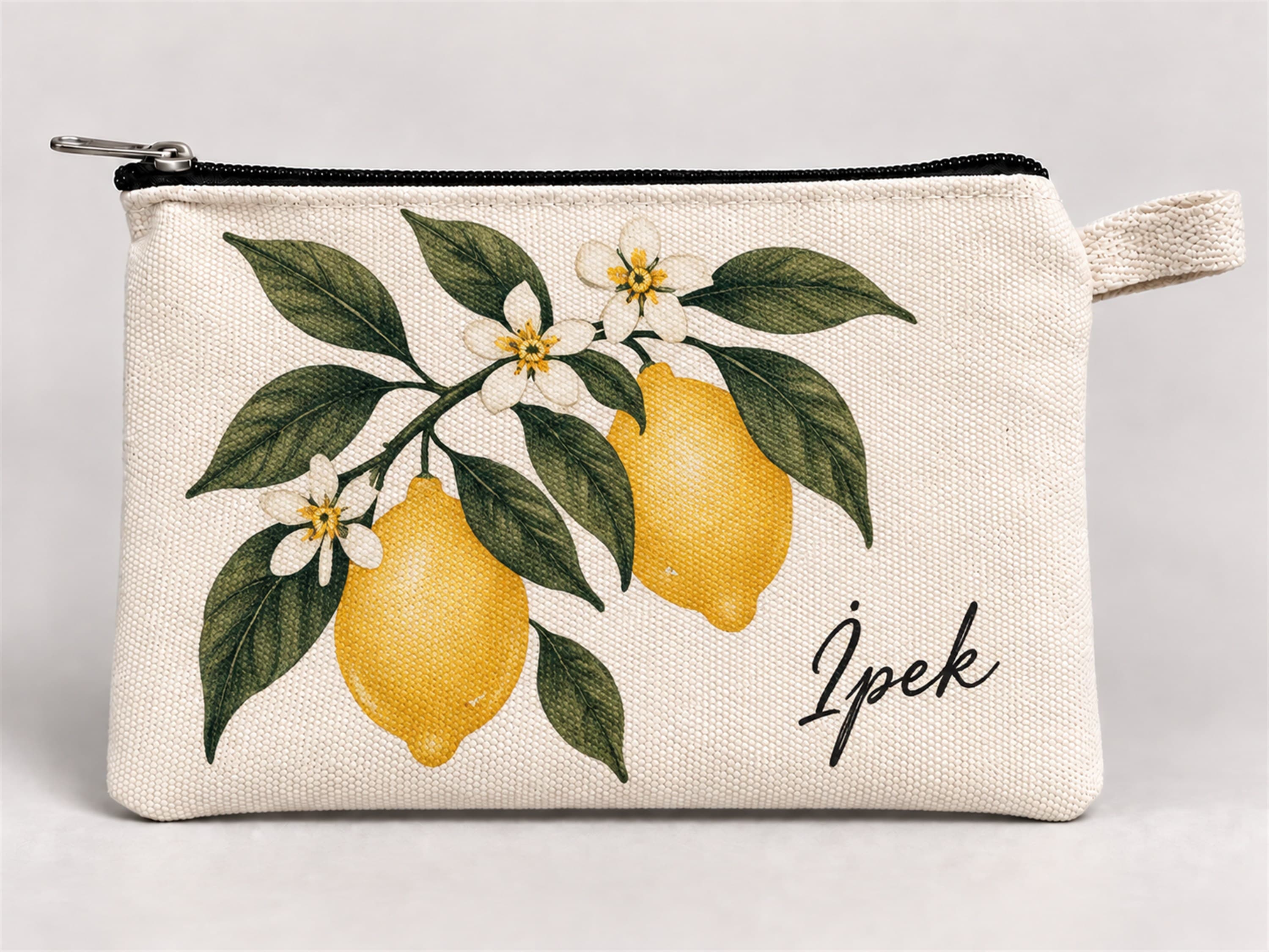 Kişiye Özel Limon Çiçeği Baskılı Fermuarlı Kalemlik 20x10 cm Kalem Kutusu