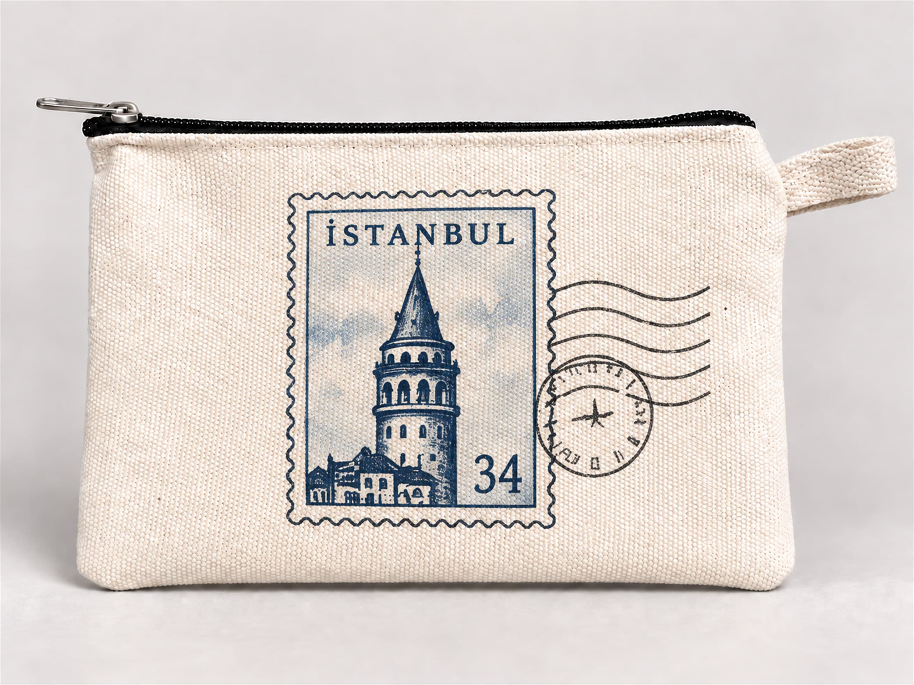 Galata Kulesi Pul Baskılı Fermuarlı Kalemlik 20x10 cm Kalem Kutusu