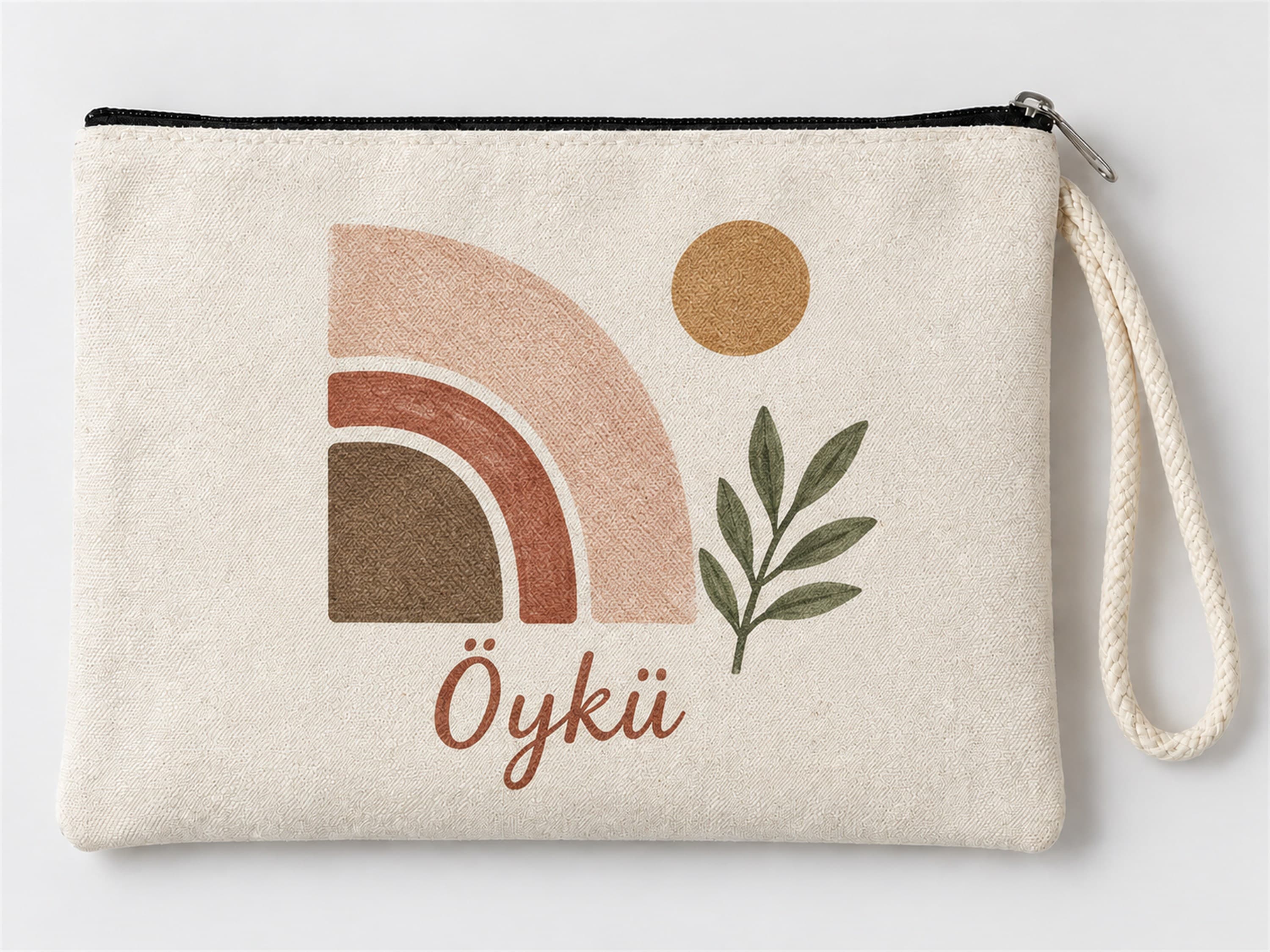 Kişiye Özel Soyut Gökkuşağı Baskılı Fermuarlı Makyaj Çantası Bozuk Para Cüzdanı Clutch