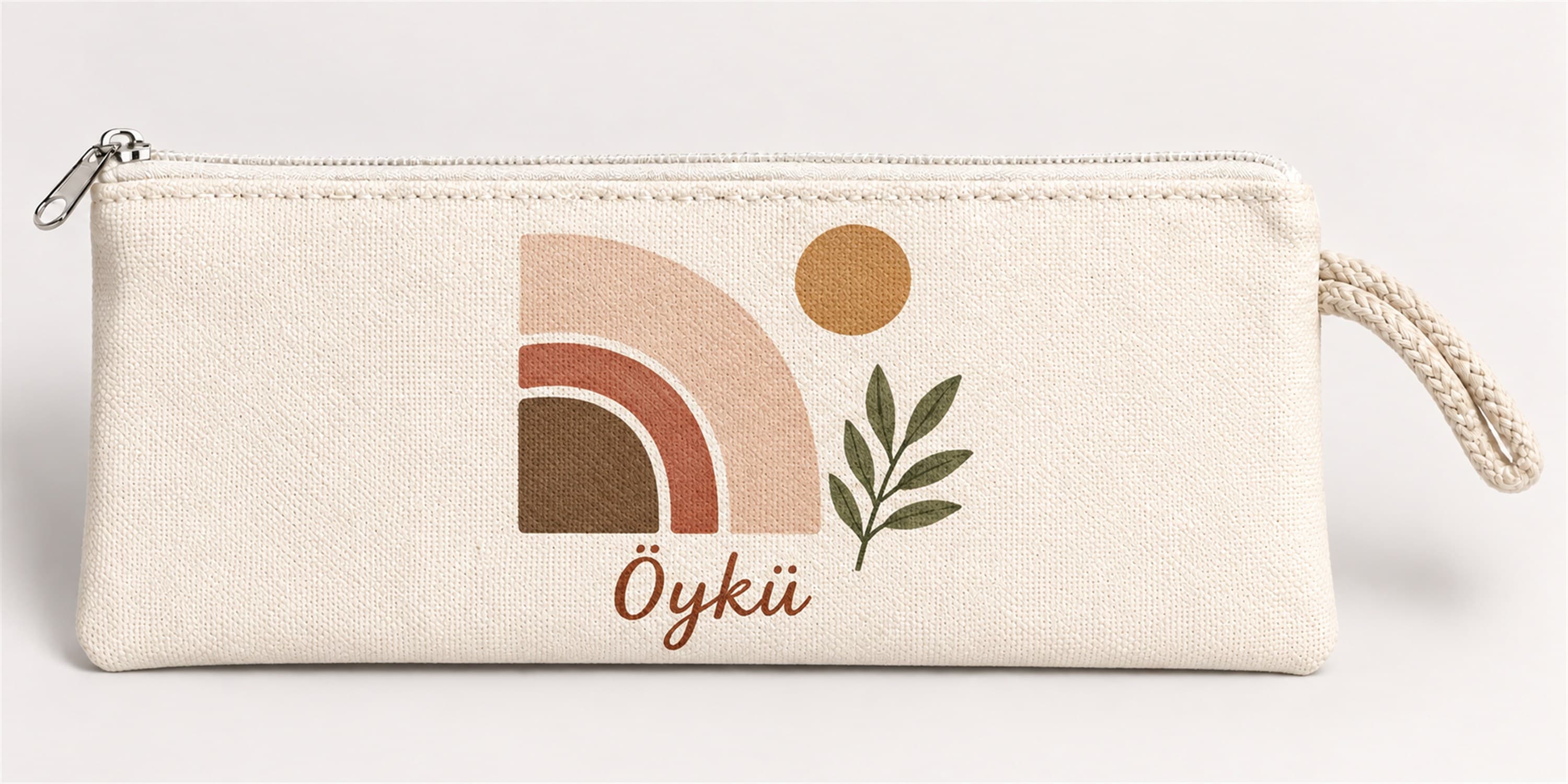 Kişiye Özel Soyut Gökkuşağı Baskılı Fermuarlı Clutch El Çantası Makyaj Çantası