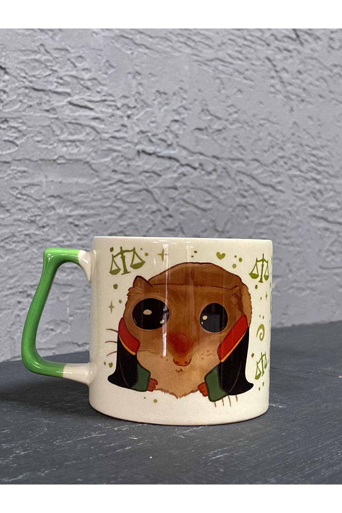 Sad Üzgün Hamster Meslek Avukat Yeşil Kulplu Prime Ofis Hediyesi Kupa