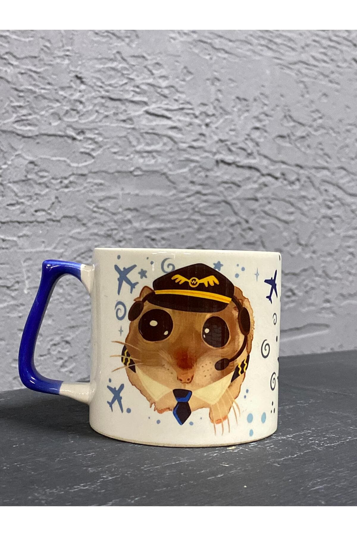 Sad Üzgün Hamster - Meslek: Pilot Lacivert Kulplu Prime Ofis Hediyesi Kupa