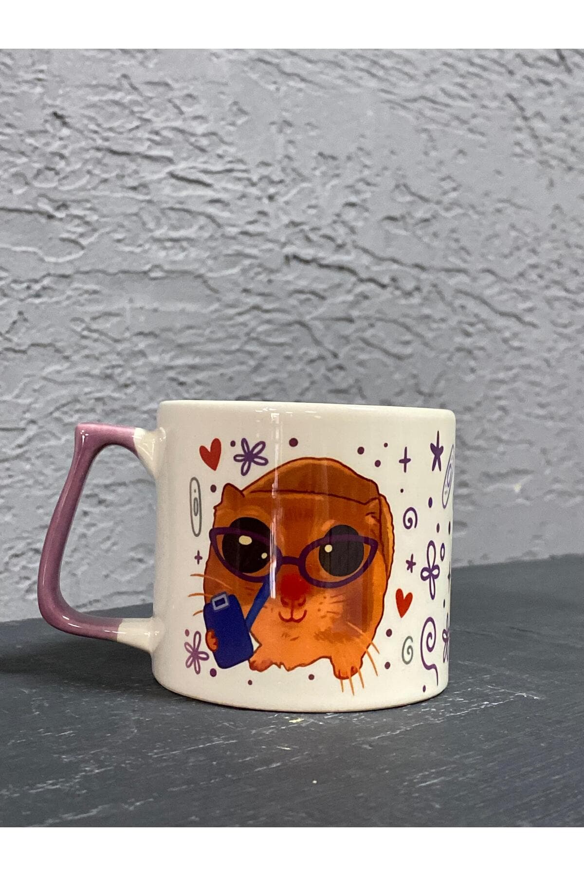 Sad Üzgün Hamster - Meslek: PsikologMor Kulplu Prime Ofis Hediyesi Kupa