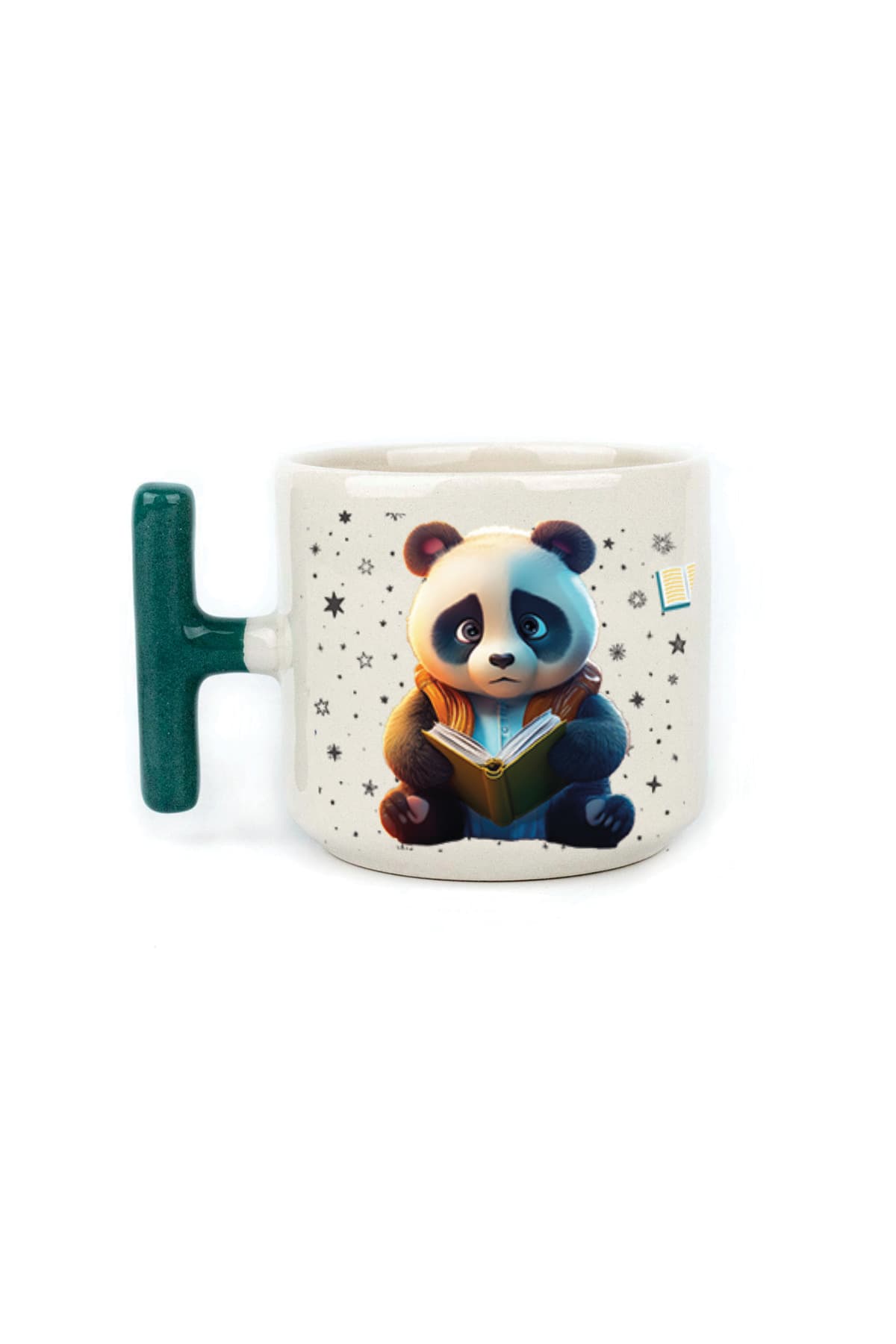 Sad Üzgün Panda - Meslek: Öğrenci Yeşil Kulplu T Meslek Hediyesi Kupa
