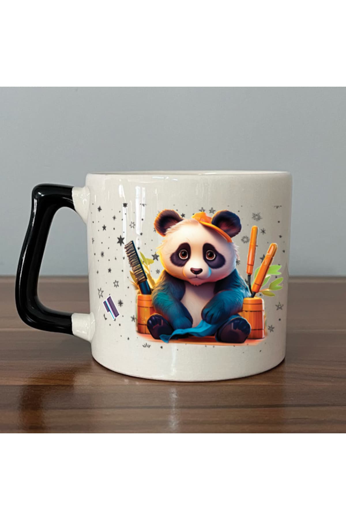 Sad Üzgün Panda - Meslek: Kuaför Siyah Kulplu Prime Meslek Hediyesi Kupa