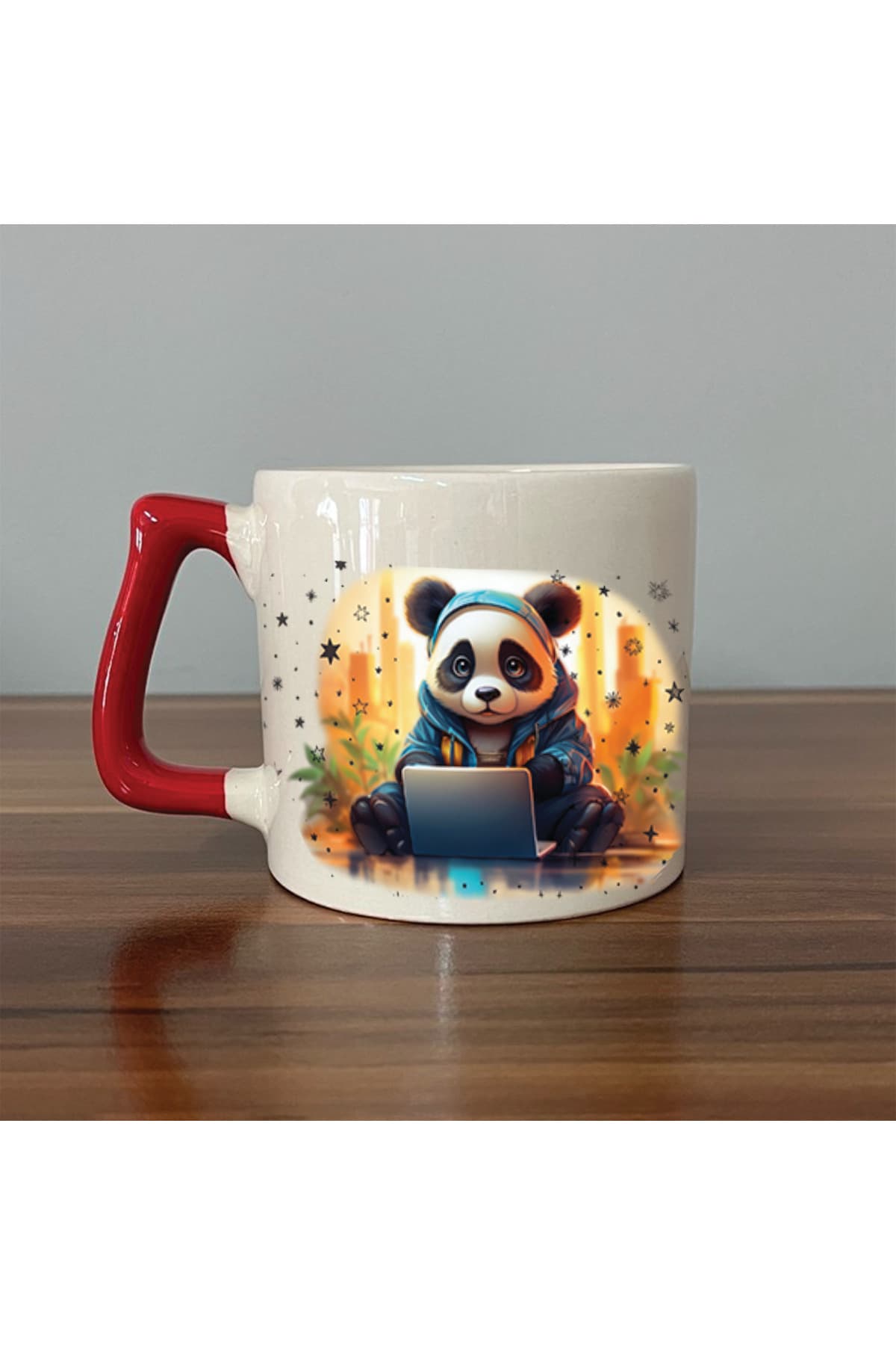 Sad Üzgün Panda - Meslek: Yazılımcı Kırmızı Kulplu Prime Meslek Hediyesi Kupa