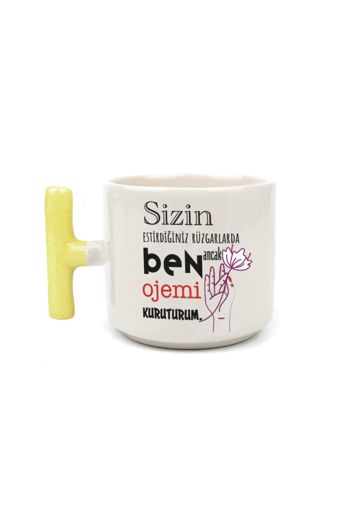 Sizin Estirdiğiniz Rüzgar İle Sarı Kulplu T Laf Sokma Hediyesi Kupa