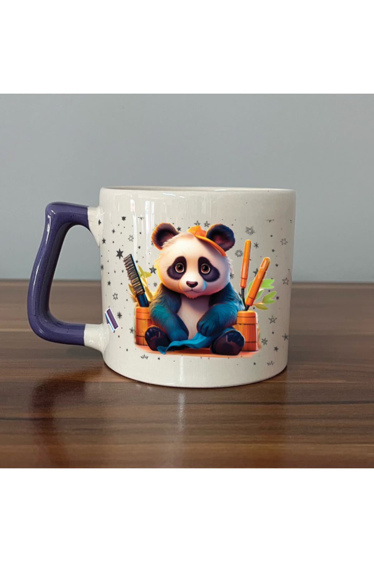 Sad Üzgün Panda - Meslek: Kuaför Mor Kulplu Prime Meslek Hediyesi Kupa