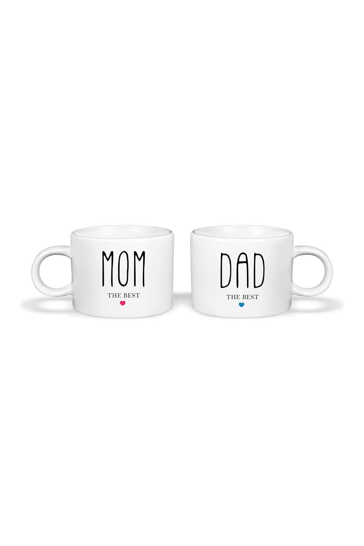 Özel Tasarım El Yapımı Mom & Dad Kupa Bardak - Baskılı Fincan Pembe (2 Adet)