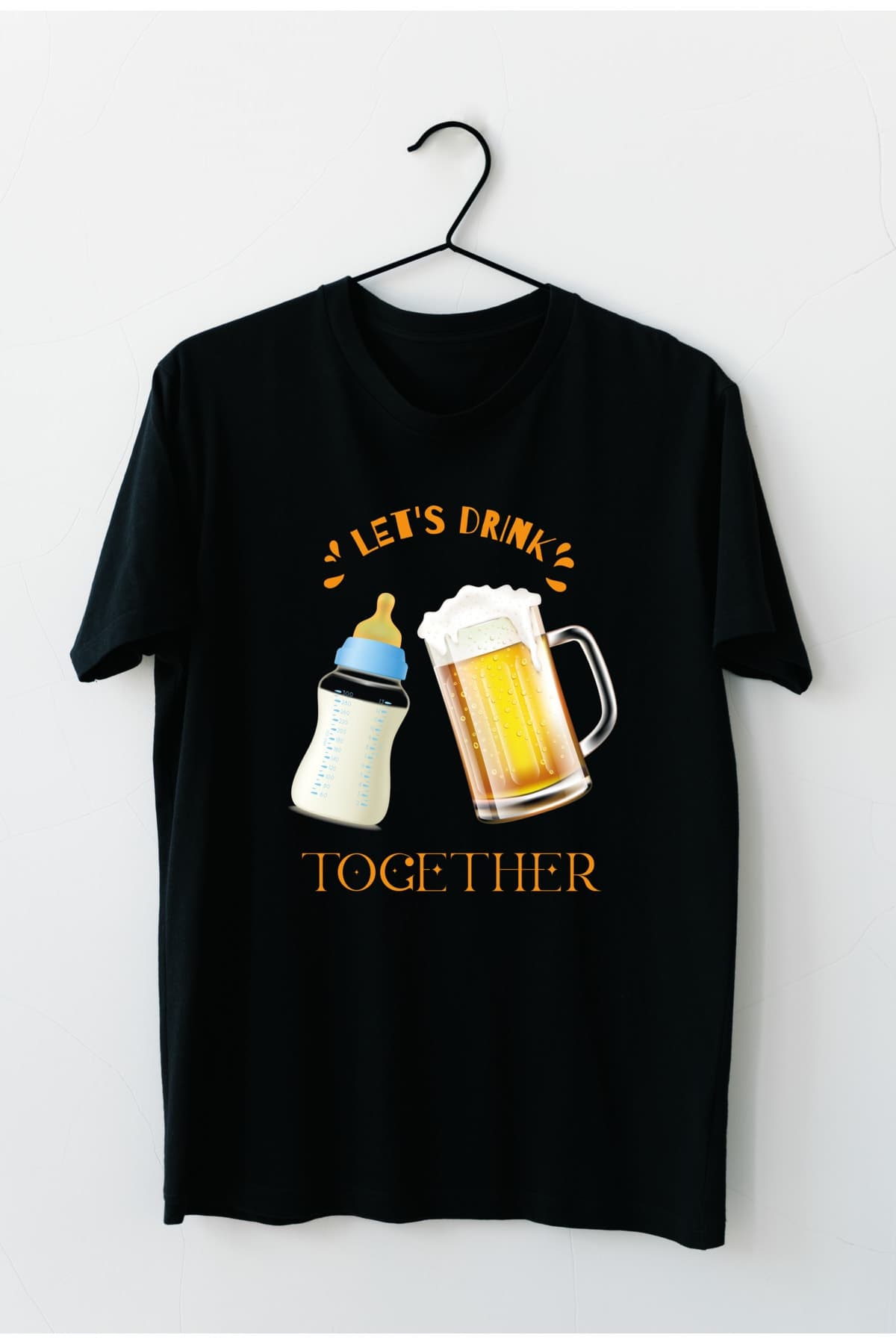 Lets Drink Baskılı Siyah Kadın Tişört - M