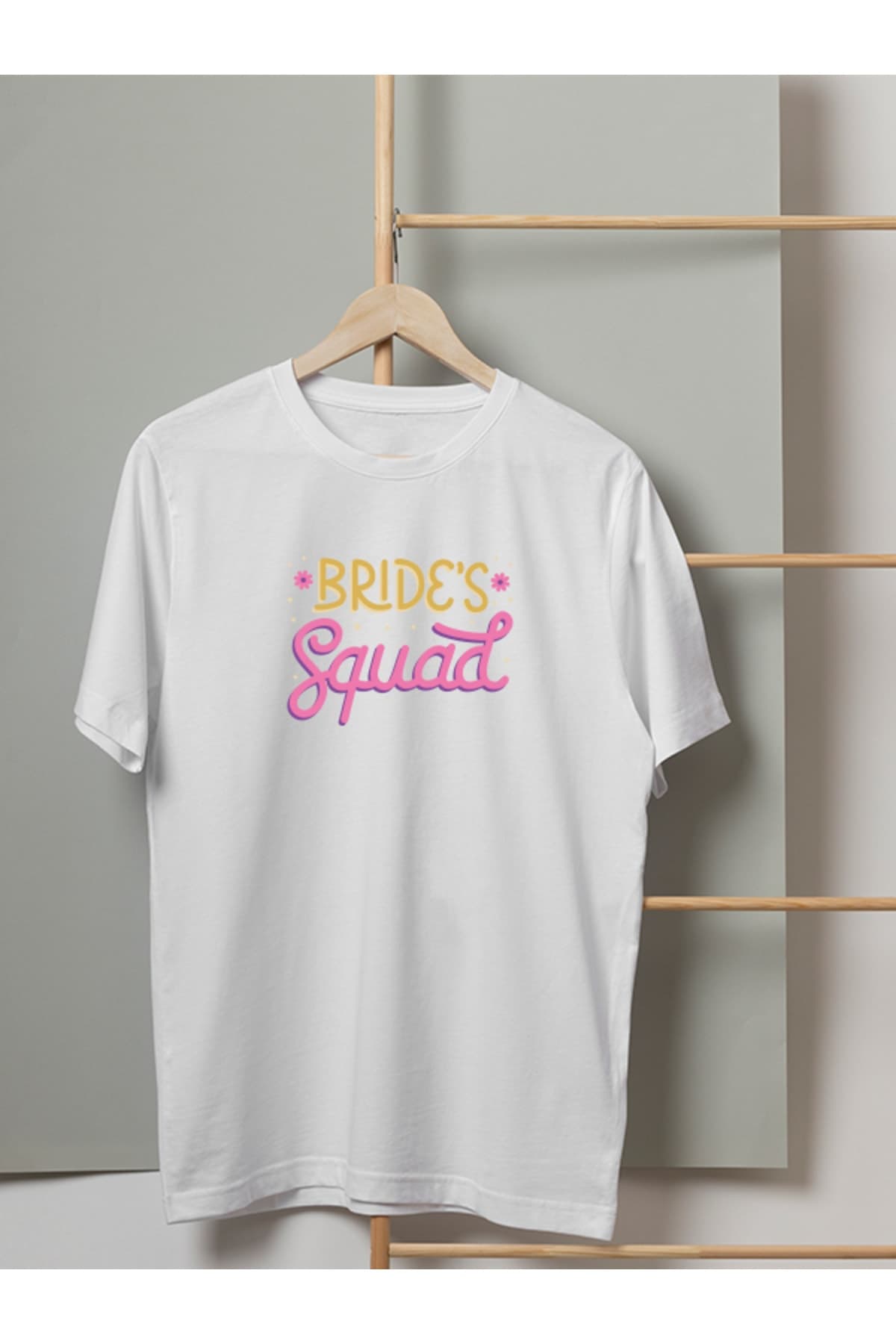 Bride's Squad Yazı Baskılı Beyaz Kadın Tişört - XL