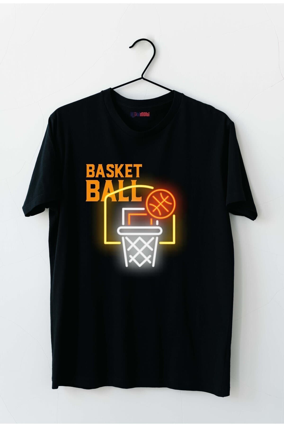 Basketball Pota Baskılı Beyaz Erkek Tişört - S