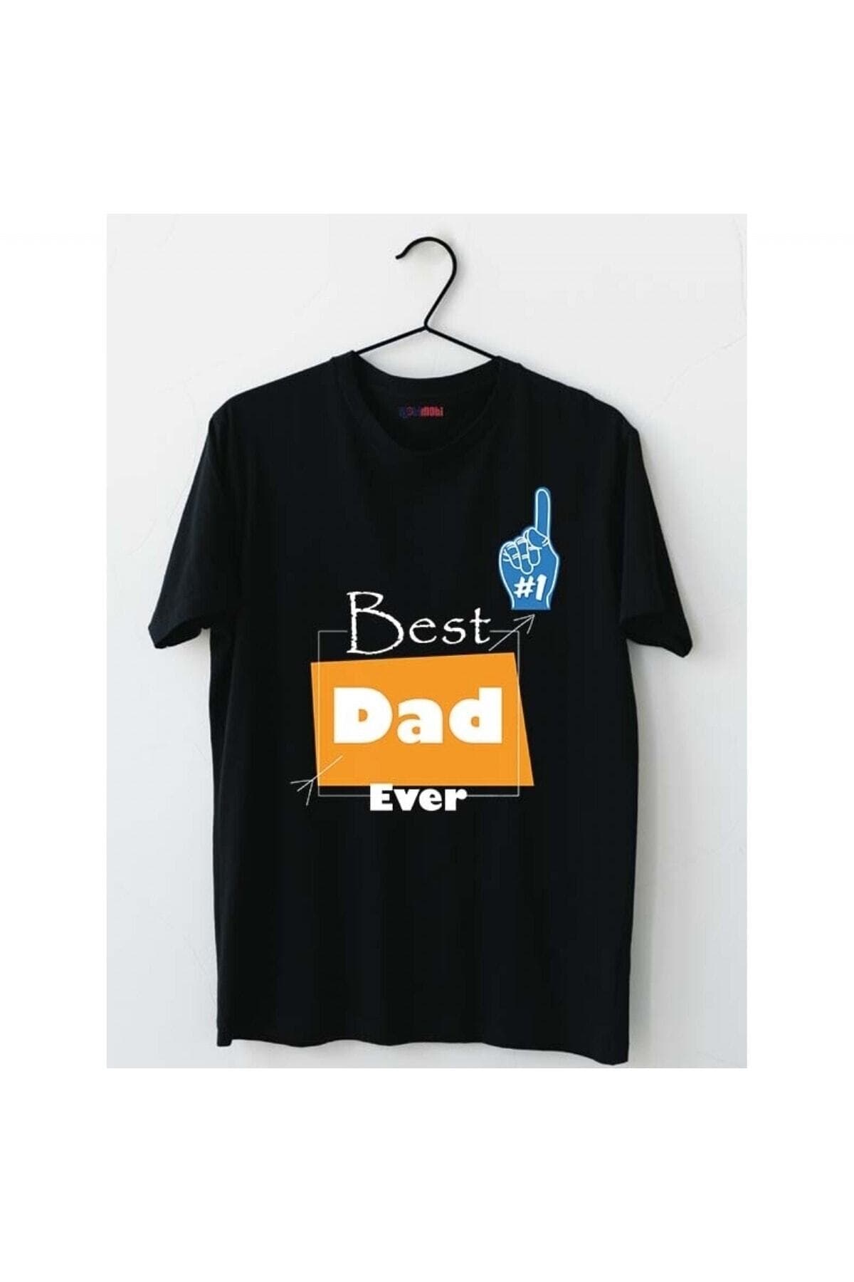 Best Dad #1 Baskılı Siyah Erkek Tişört - Babalar Günü Hediyesi - XL