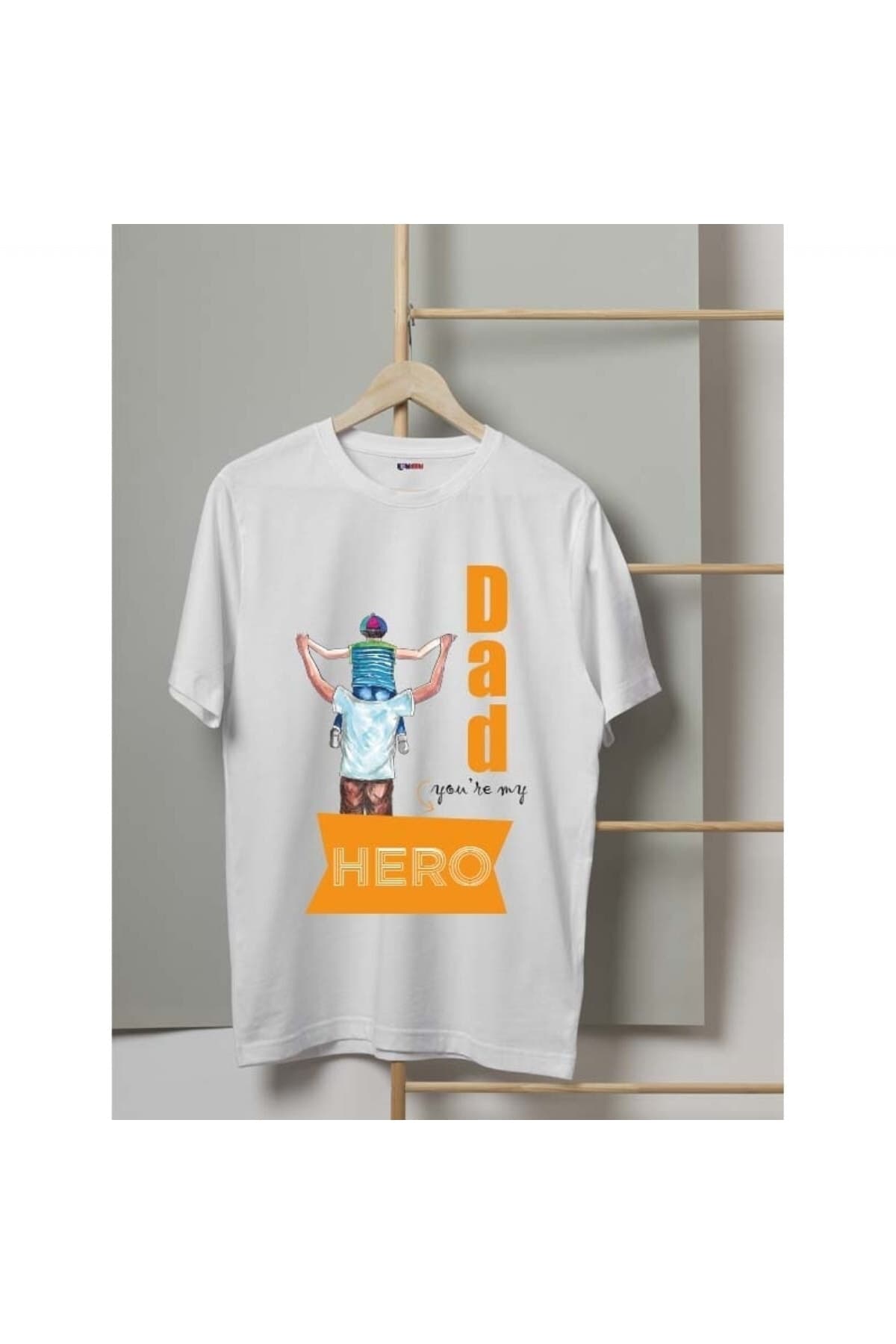 Hero Baba&oğul Baskılı Beyaz Erkek Tişört - Babalar Günü Hediyesi
