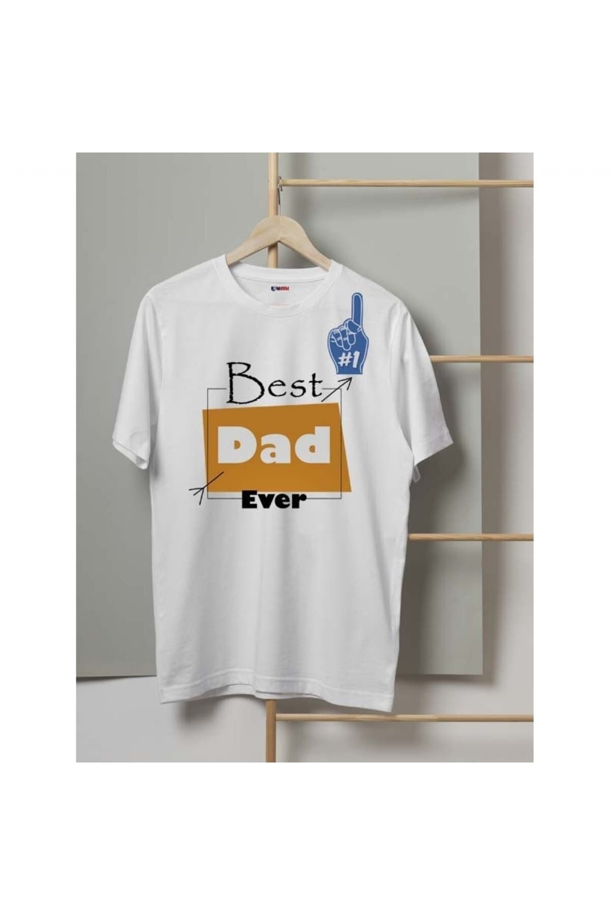 Best Dad #1 Baskılı Beyaz Erkek Tişört - Babalar Günü Hediyesi - XL