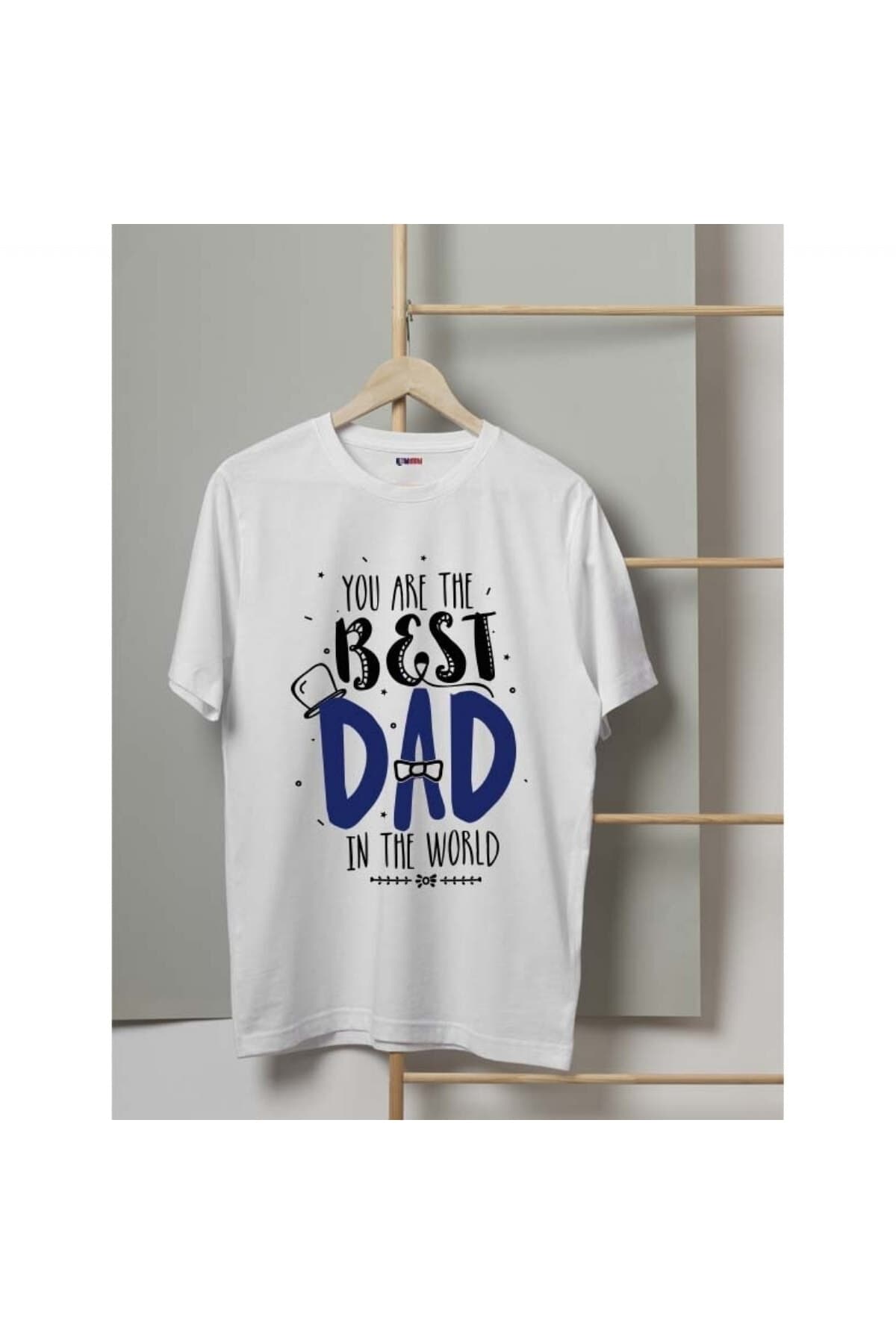 Best Dad Baskılı Beyaz Erkek Tişört - Babalar Günü Hediyesi - M
