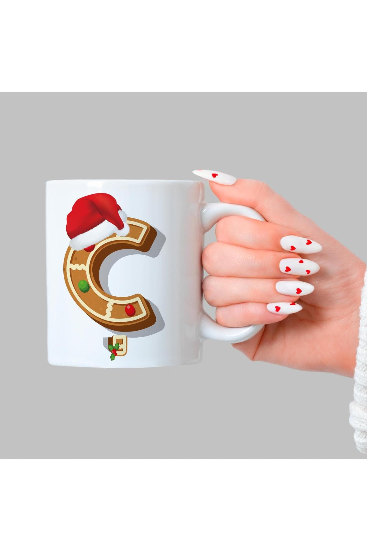 Kurabiye Ç Harfi Baskılı Beyaz Kupa - Yılbaşı Hediyesi Bardak Fincan Mug