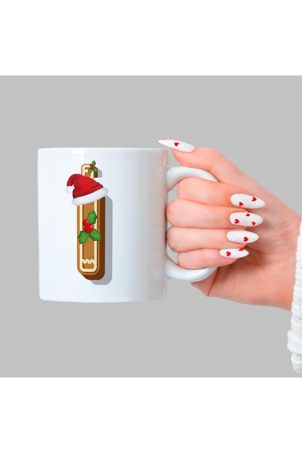 Kurabiye I Harfi Baskılı Beyaz Kupa - Yılbaşı Hediyesi Bardak Fincan Mug