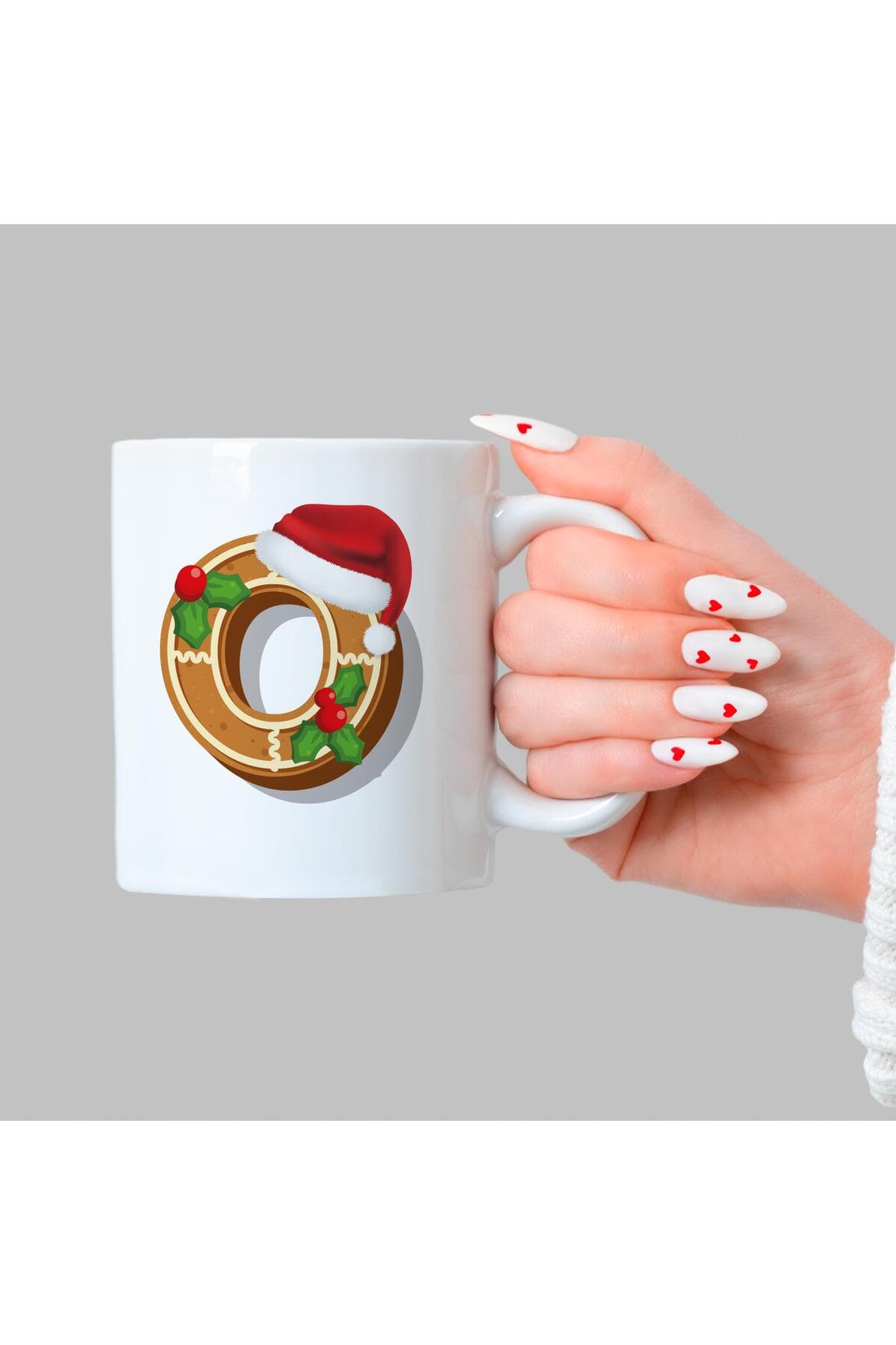 Kurabiye O Harfi Baskılı Beyaz Kupa - Yılbaşı Hediyesi Bardak Fincan Mug