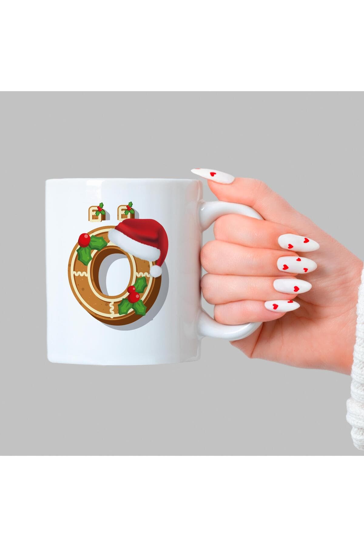 Kurabiye Ö Harfi Baskılı Beyaz Kupa - Yılbaşı Hediyesi Bardak Fincan Mug