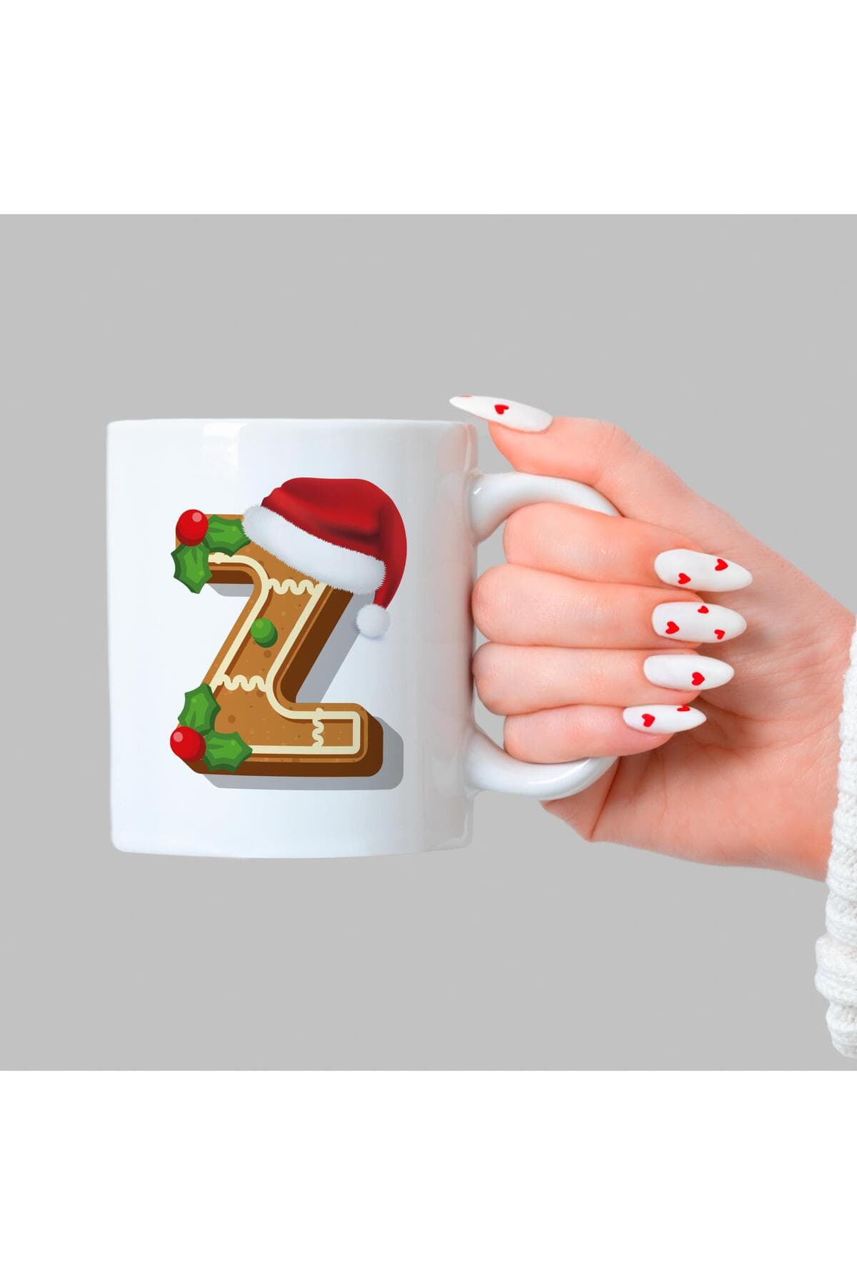 Kurabiye Z Harfi Baskılı Beyaz Kupa - Yılbaşı Hediyesi Bardak Fincan Mug