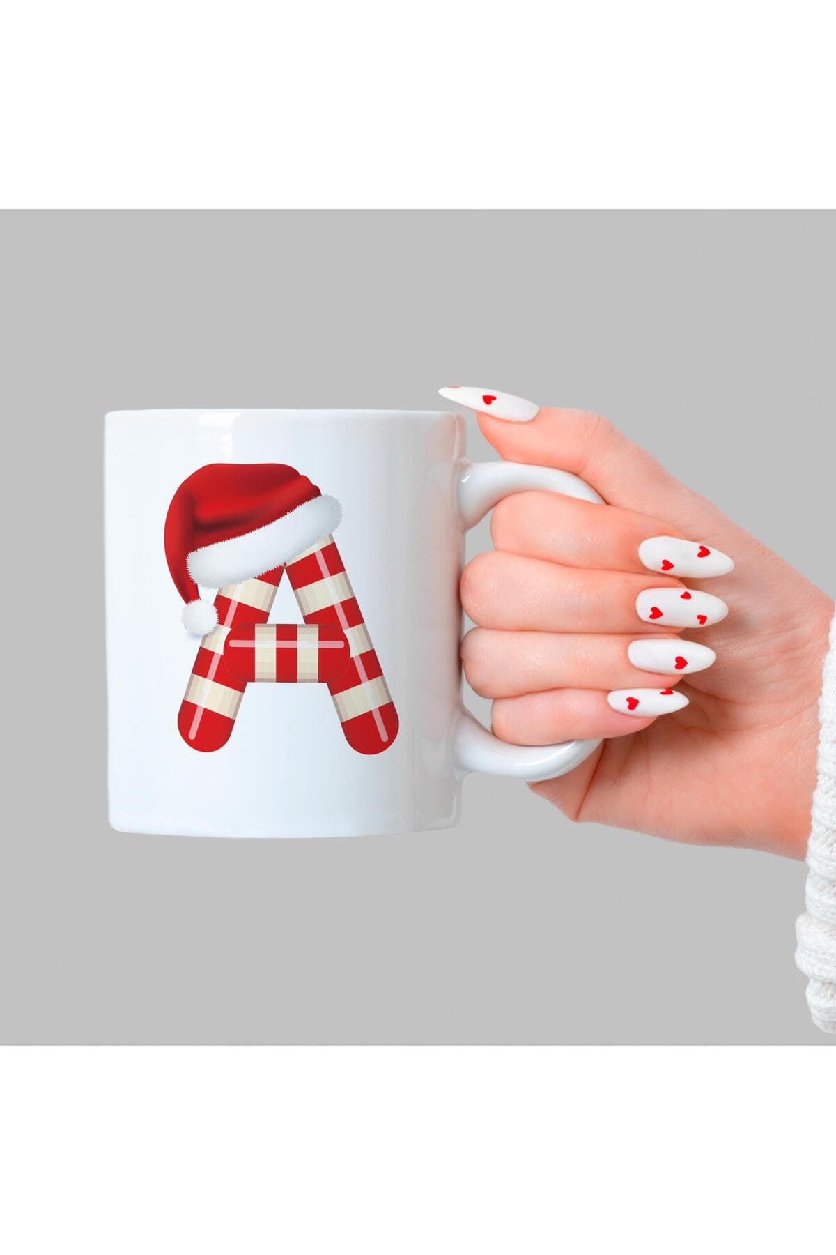 Şeker A Harfi Baskılı Beyaz Kupa - Yılbaşı Hediyesi Bardak Fincan Mug