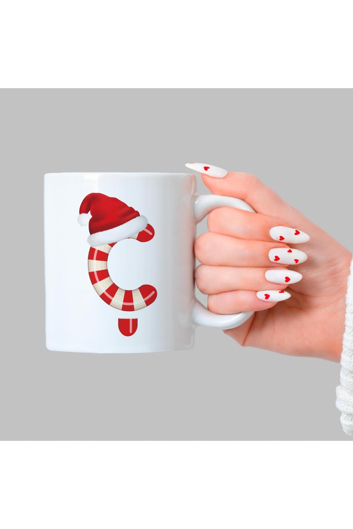 Şeker Ç Harfi Baskılı Beyaz Kupa - Yılbaşı Hediyesi Bardak Fincan Mug