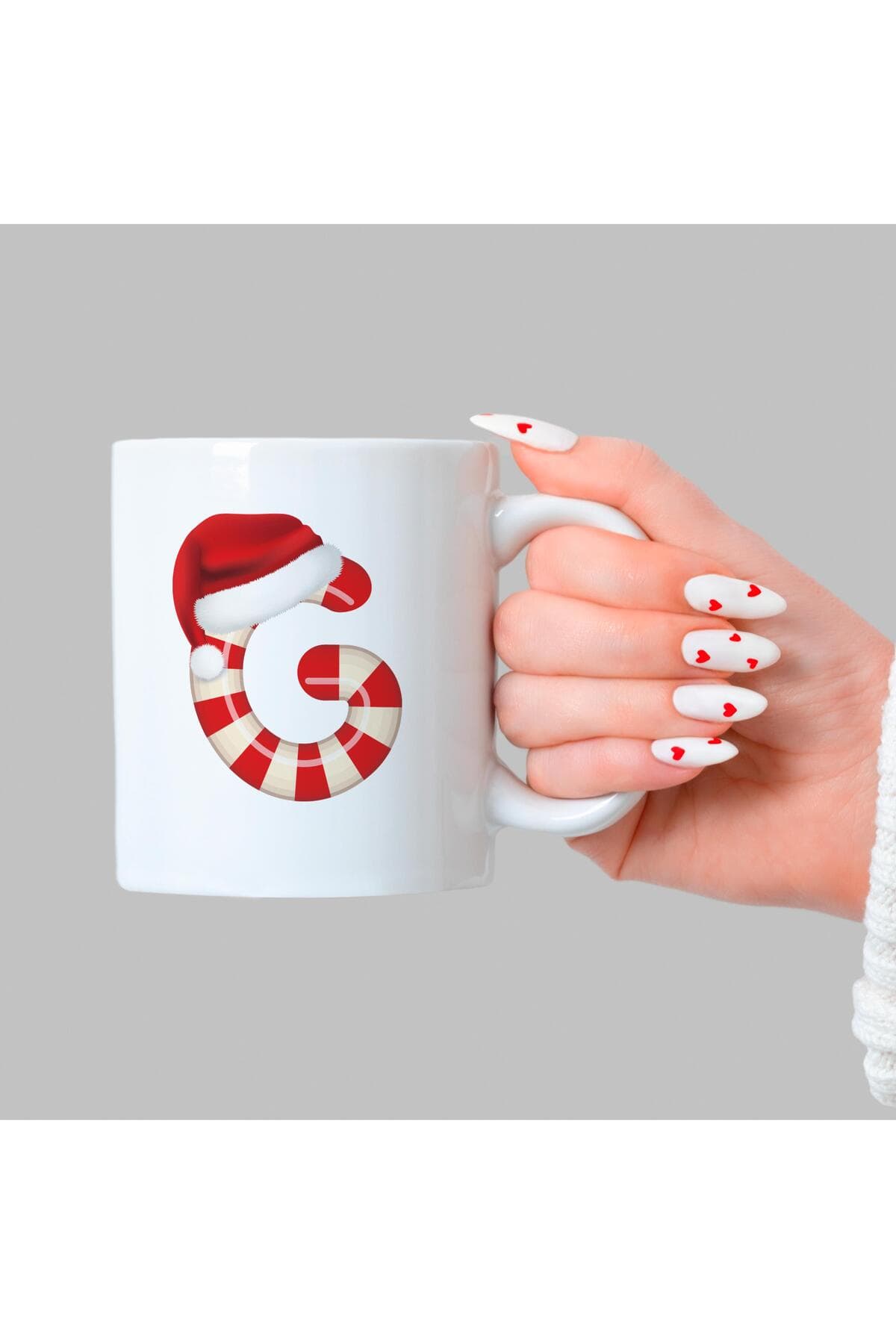 Şeker G Harfi Baskılı Beyaz Kupa - Yılbaşı Hediyesi Bardak Fincan Mug