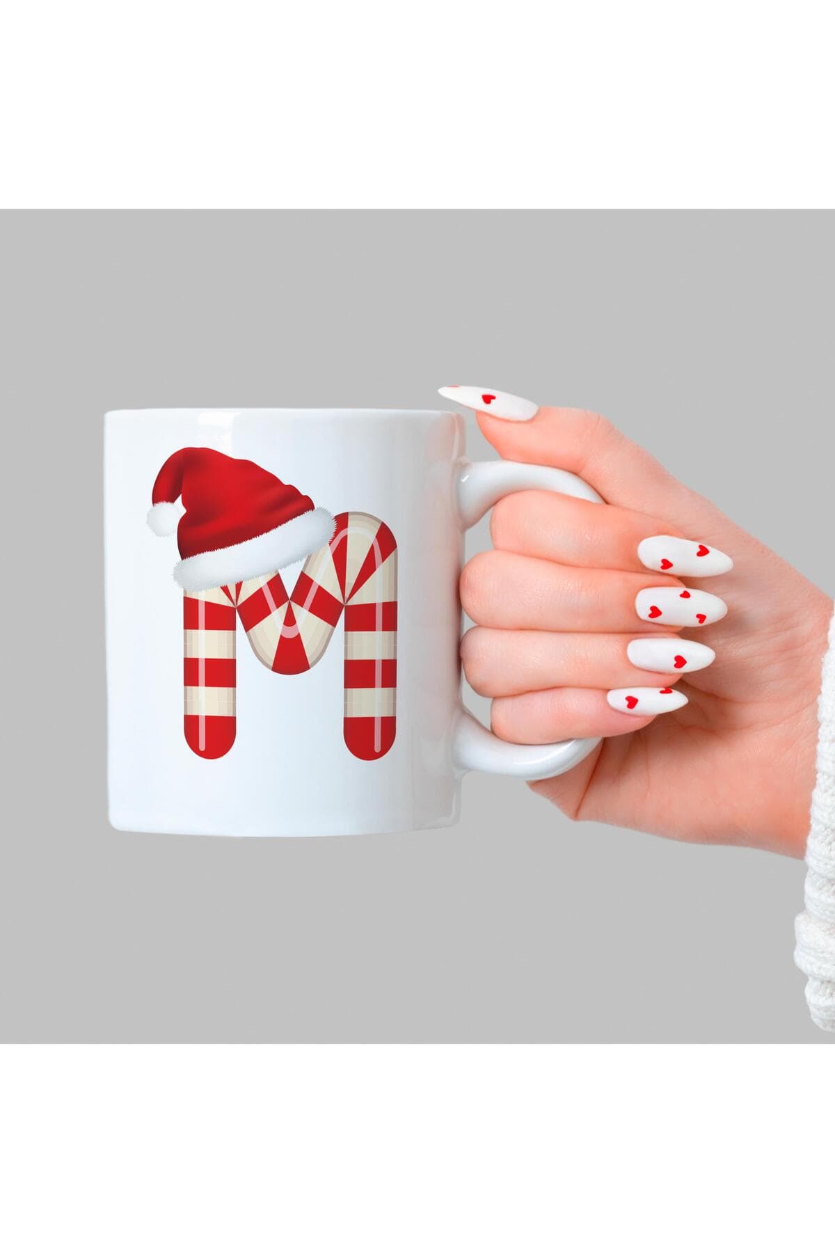 Şeker M Harfi Baskılı Beyaz Kupa - Yılbaşı Hediyesi Bardak Fincan Mug